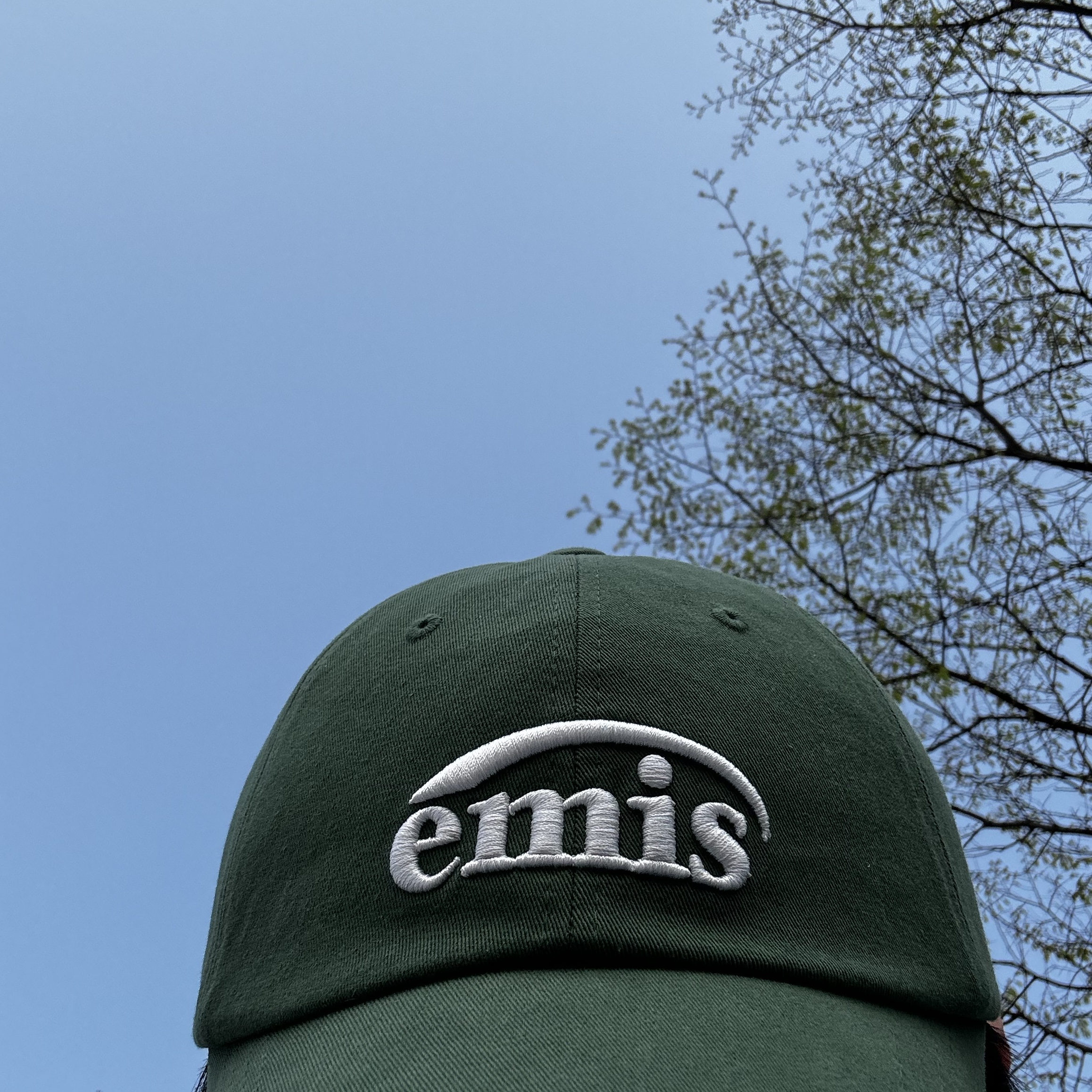 Emis New Logo Emis Cap Green 착용 스타일