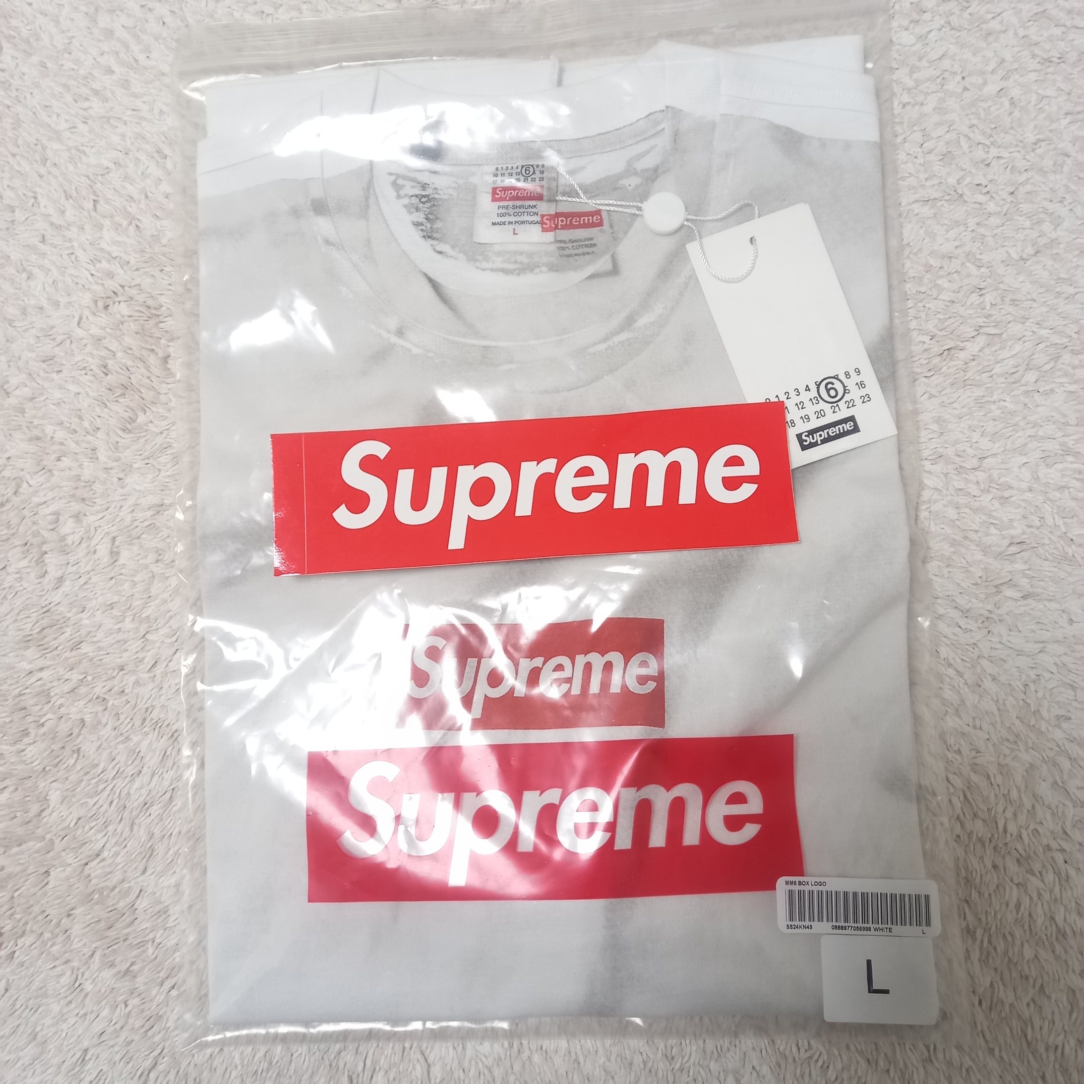 Supreme x MM6 Maison Margiela Box Logo T-Shirt White - 24SS 착용 스타일 - 5