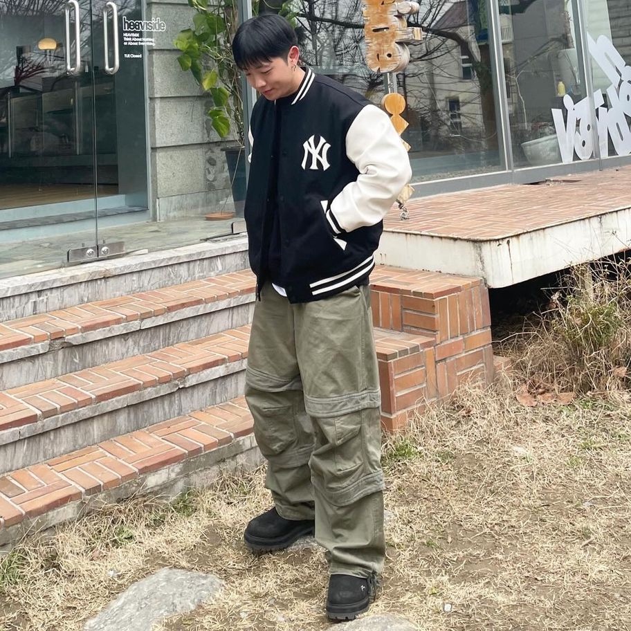 Farfromwhat Far Layered Work Pants Olive 착용 스타일