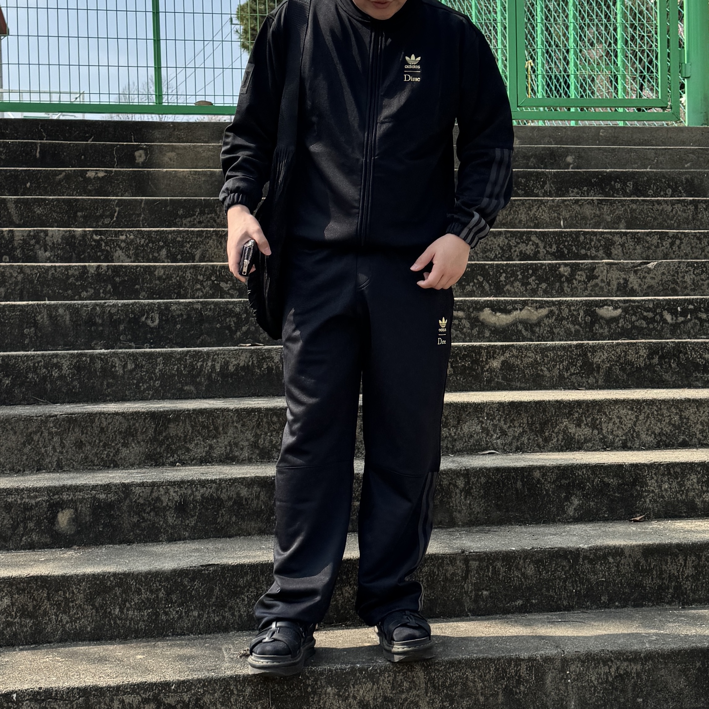 Adidas x Dime Superfire Track Jacket Black - US Sizing, Adidas x Dime Superfire Track Pants Black - US Sizing 착용 스타일 - 4