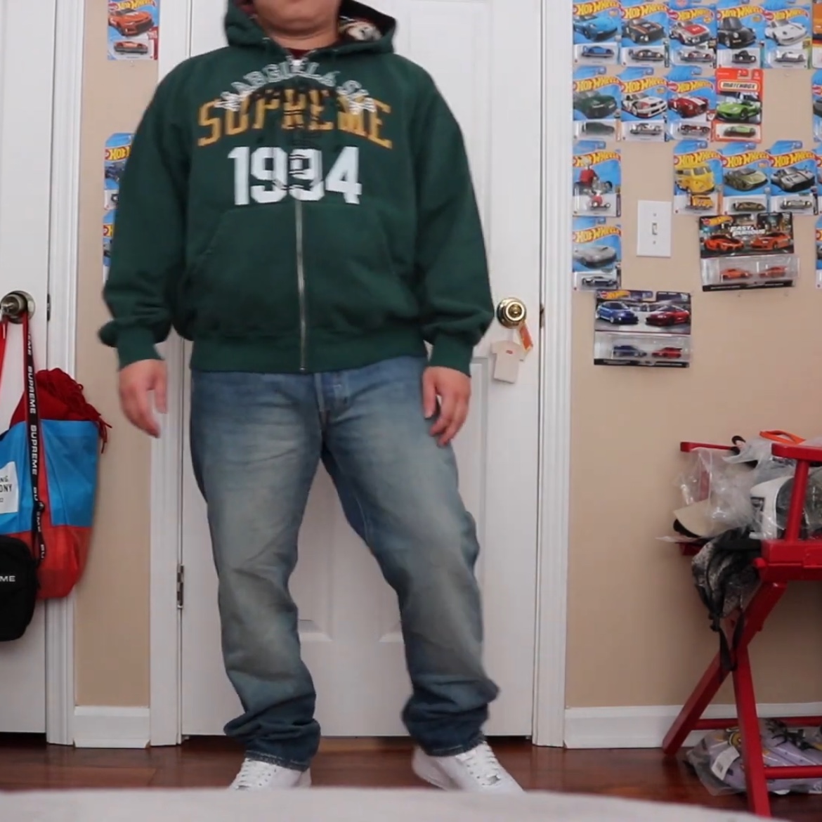 Supreme x MM6 Maison Margiela Zip Up Hooded Sweatshirt Dark Green - 24SS 착용 스타일