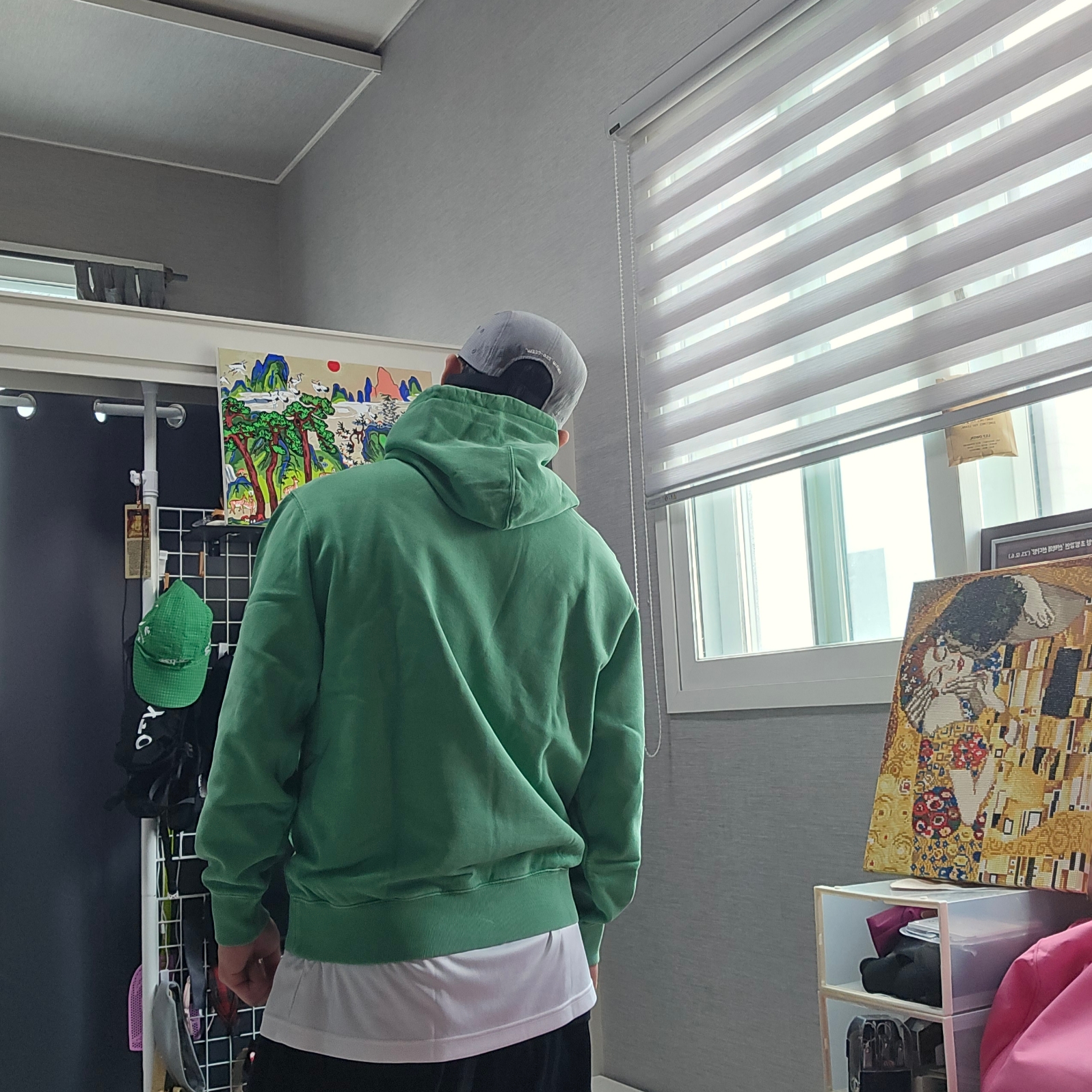 Palace League Hood Sweet Pea Green - 24SS 착용 스타일 - 2