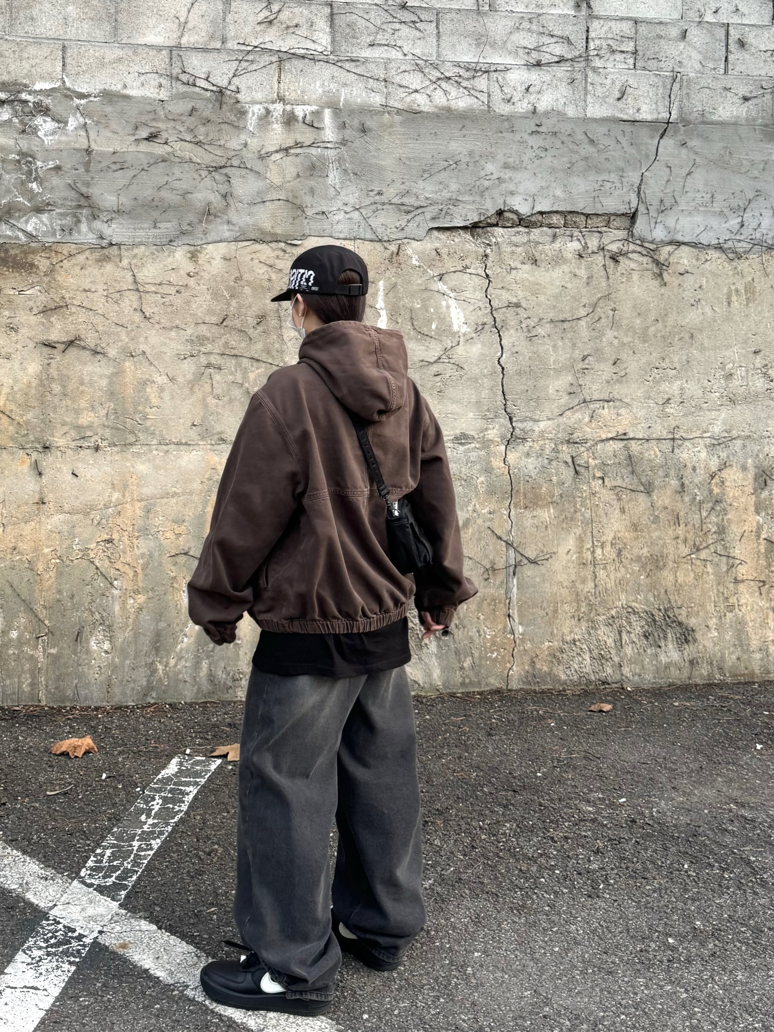 Stussy Unlined Canvas Work Jacket Brown, Nike x Ambush Air Force 1 Low SP Black 착용 스타일 - 2
