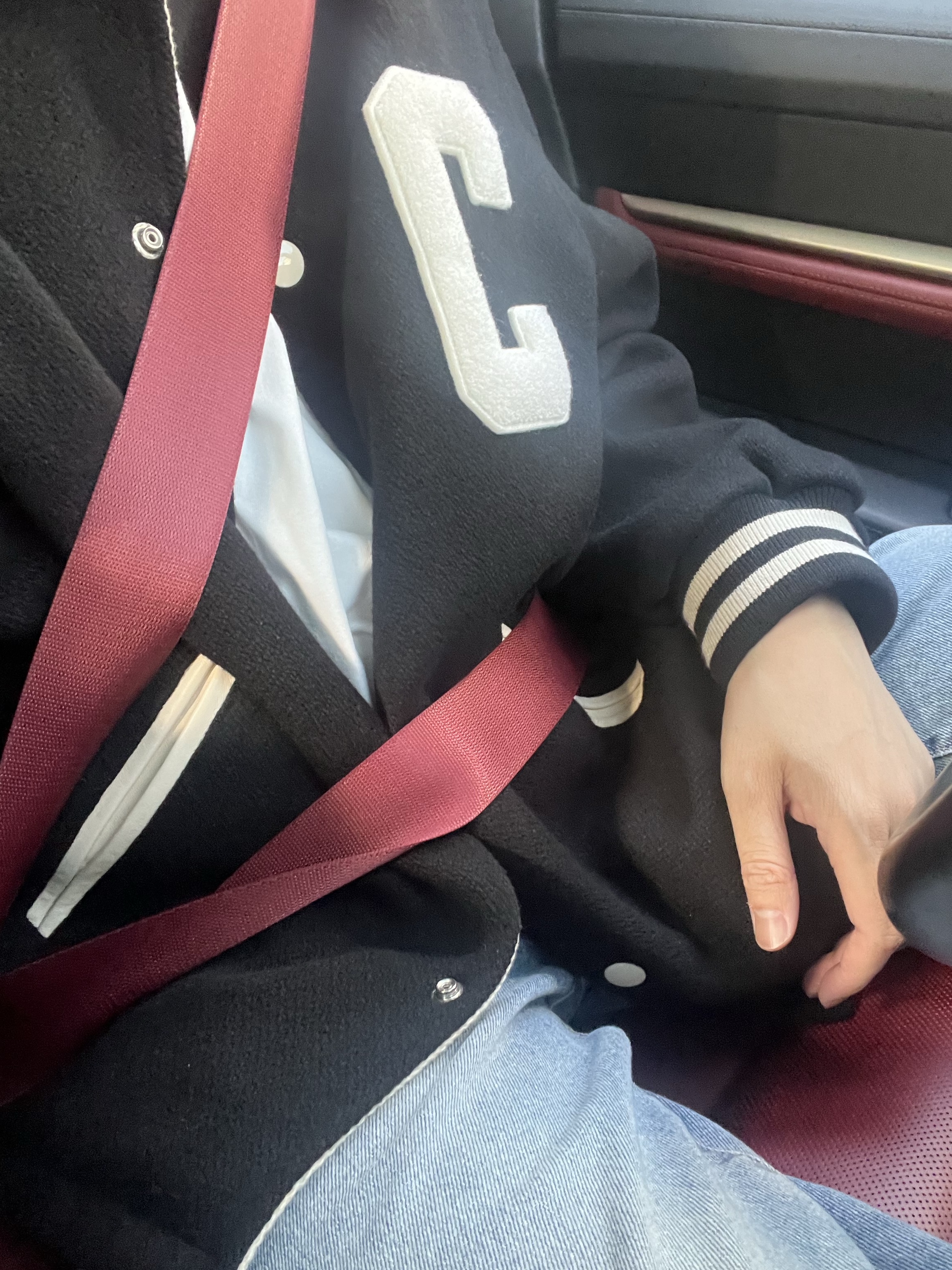 Celine Baseball Teddy Jacket in Textured Wool Black 착용 스타일