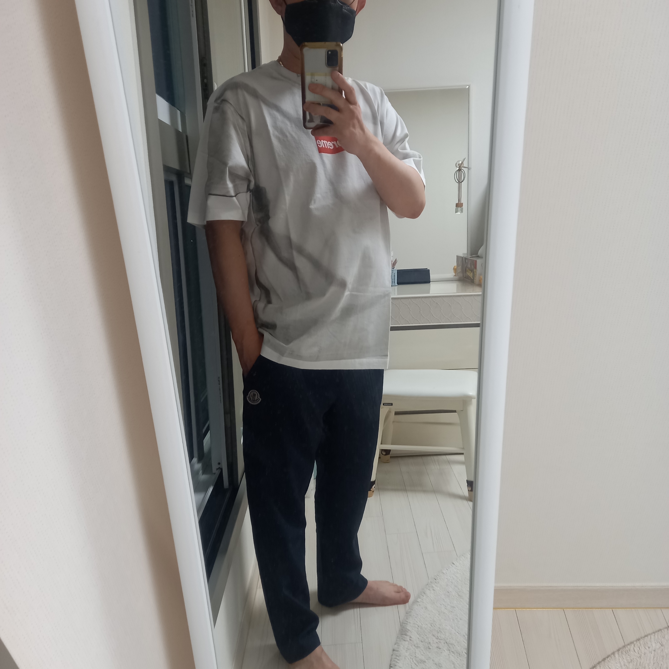 Supreme x MM6 Maison Margiela Box Logo T-Shirt White - 24SS 착용 스타일 - 6