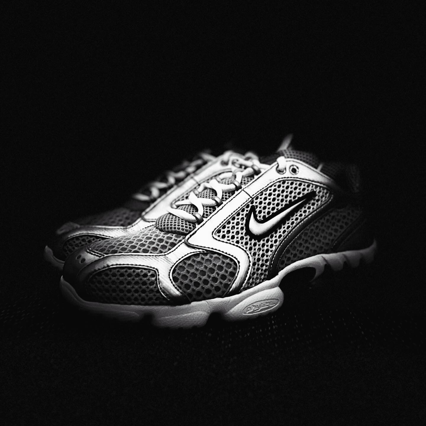 Nike Air Zoom Spiridon Cage 2 Metallic Silver 착용 스타일 - 1