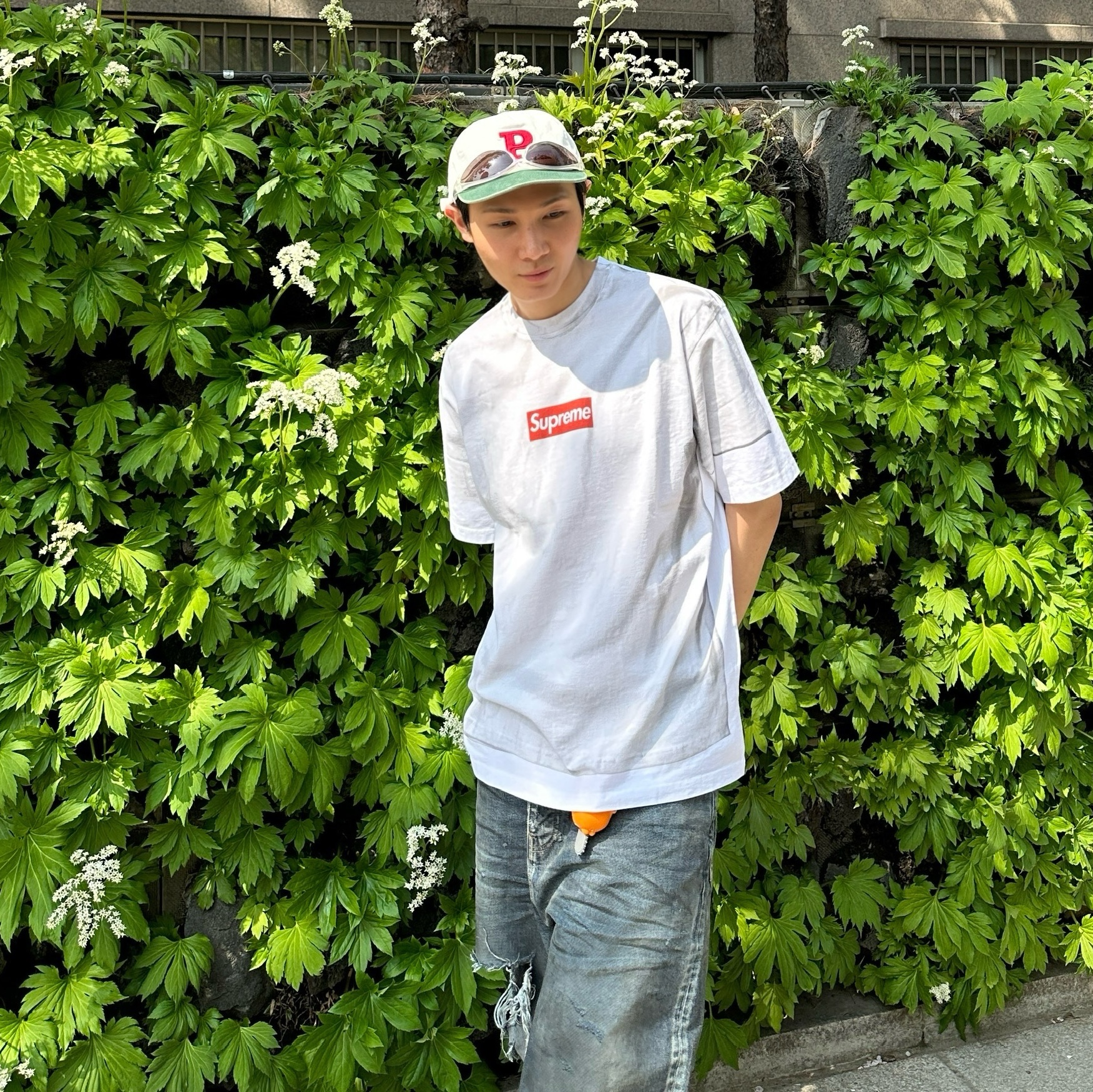 Supreme x MM6 Maison Margiela Box Logo T-Shirt White - 24SS 착용 스타일 - 1