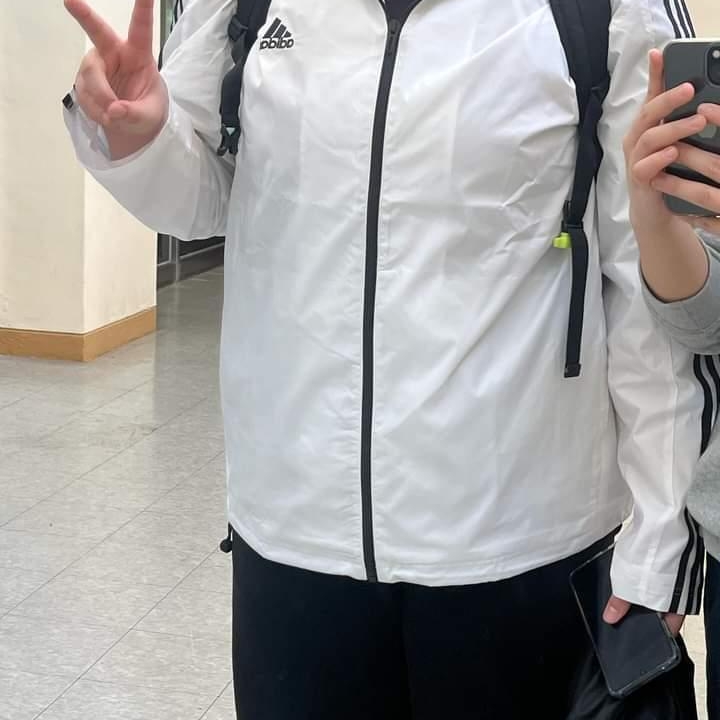 Adidas Essential 3S Woven Windbreaker Jacket White - KR Sizing 착용 스타일 - 2