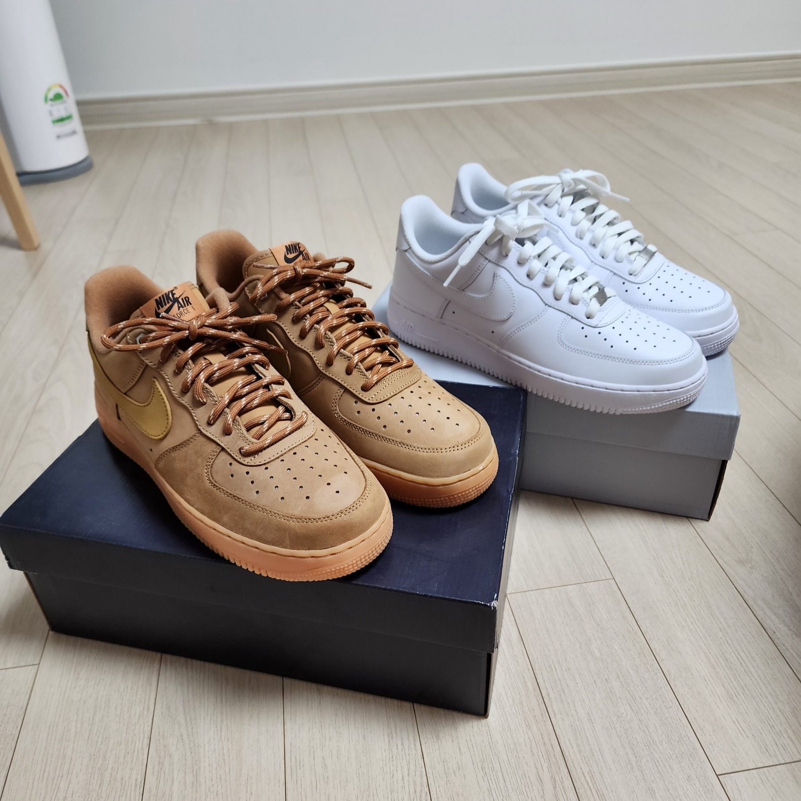 Nike Air Force 1 '07 WB Flax, Nike Air Force 1 '07 Low White 착용 스타일