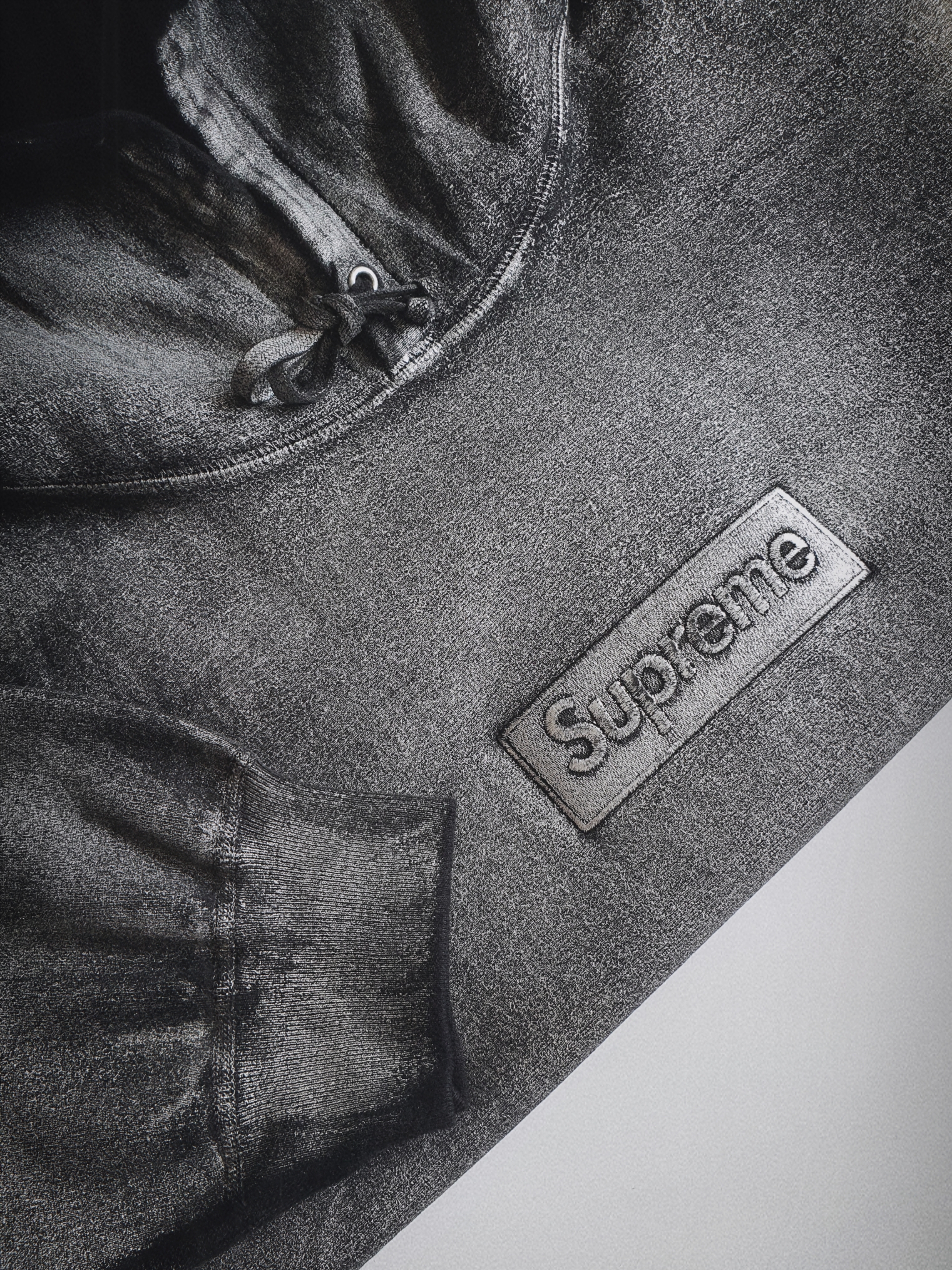 Supreme x MM6 Maison Margiela Foil Box Logo Hooded Sweatshirt Black - 24SS 착용 스타일