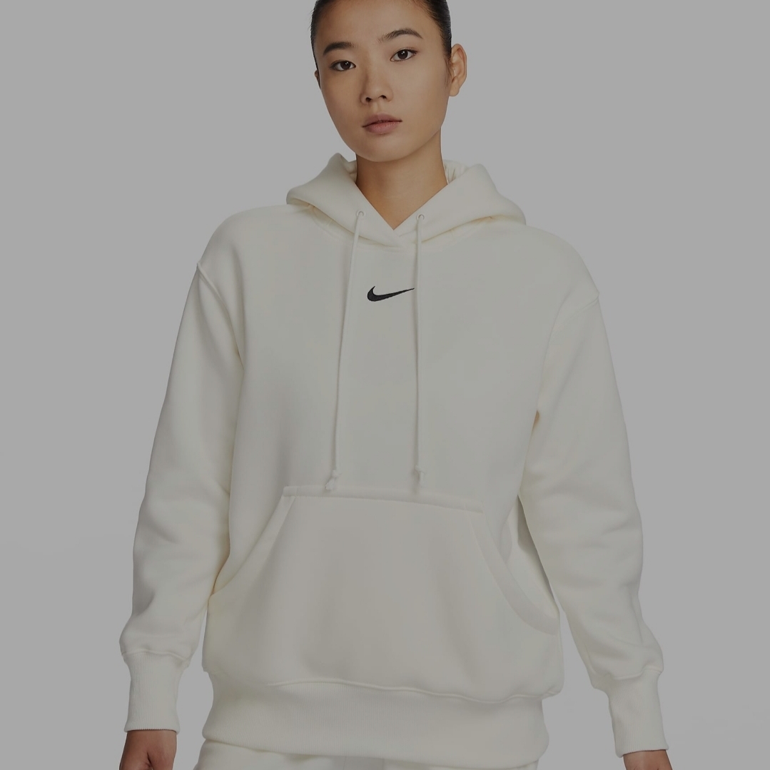(W) Nike NSW Phoenix Fleece Oversized Pullover Hoodie Sail - Asia 착용 스타일 - 1