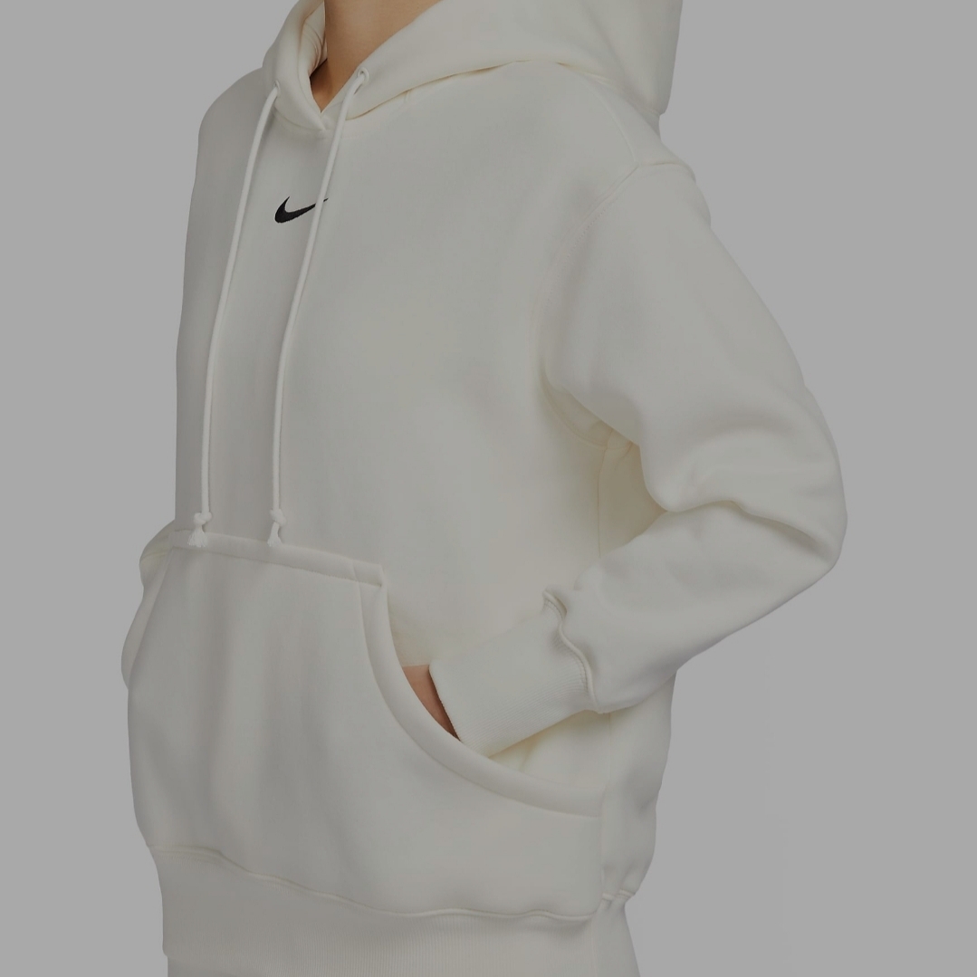 (W) Nike NSW Phoenix Fleece Oversized Pullover Hoodie Sail - Asia 착용 스타일 - 3