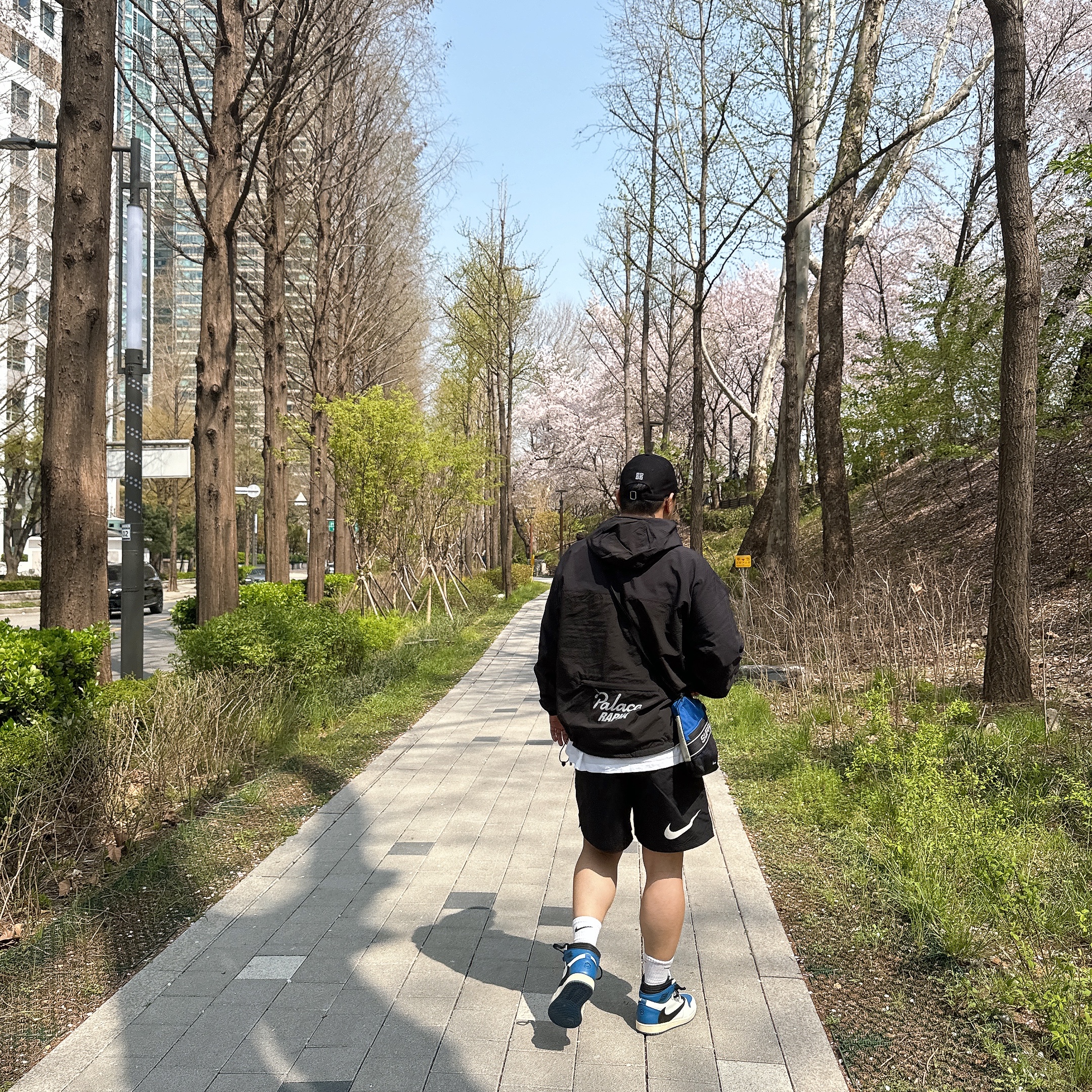 Palace x Rapha EF Education First Pullover Jacket Black - 22SS, Supreme Shoulder Bag Blue - 23FW 착용 스타일