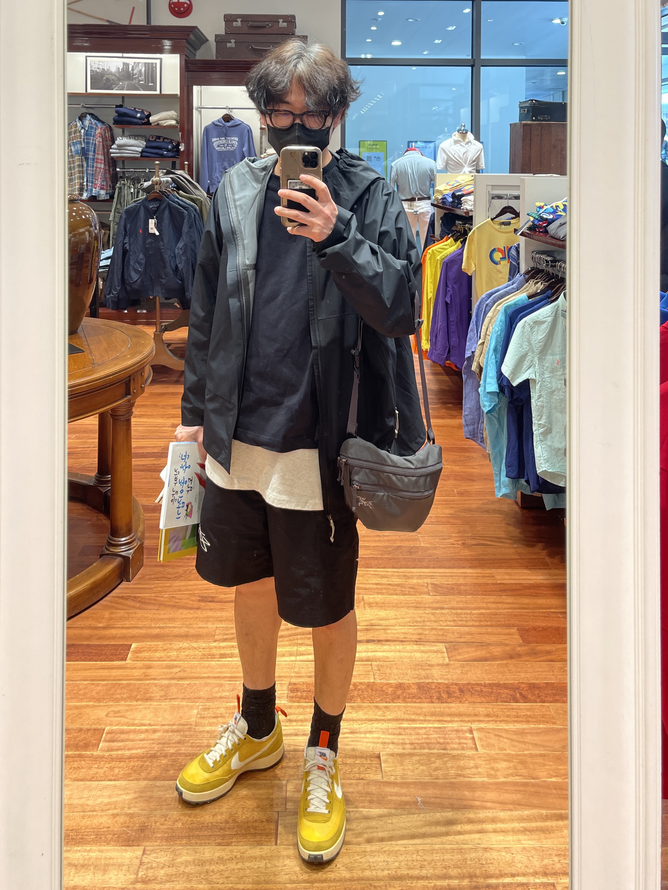 Nike x Peaceminusone LS T-Shirt Black (DR0097-010), Nike ACG Storm-Fit ADV Cascade Rains Full Zip Jacket Black - Asia 착용 스타일