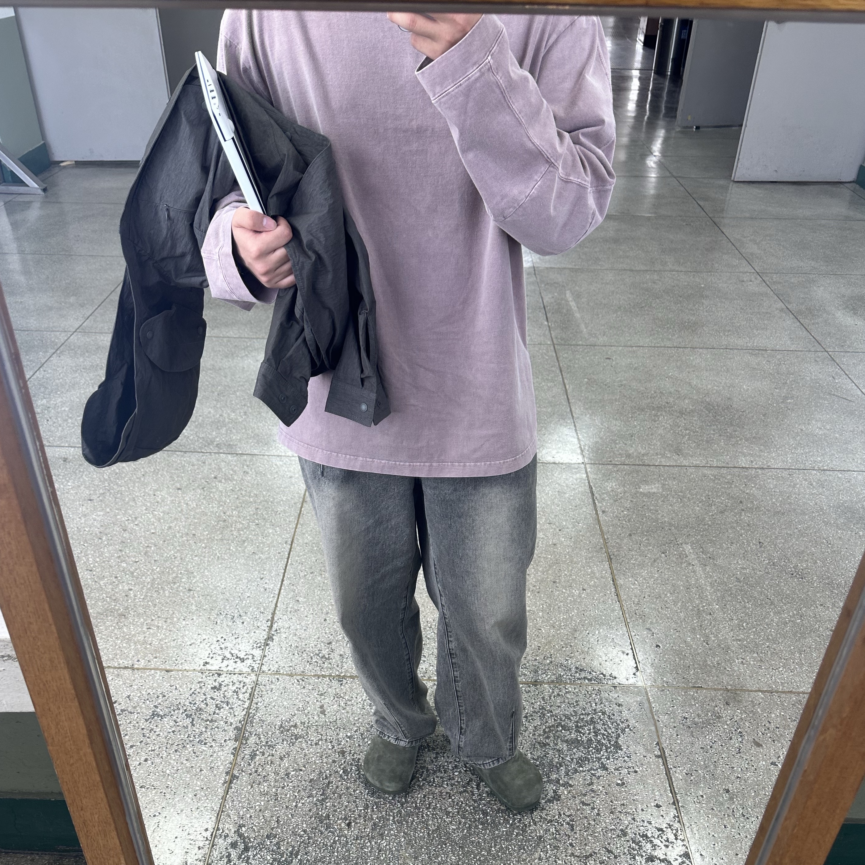 Birkenstock Boston Suede Leather Thyme- Regular 착용 스타일