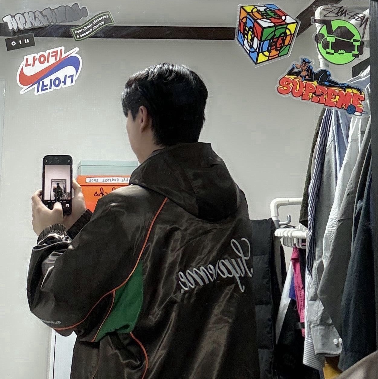 Supreme Satin Hooded Track Jacket Brown - 24SS 착용 스타일 - 1