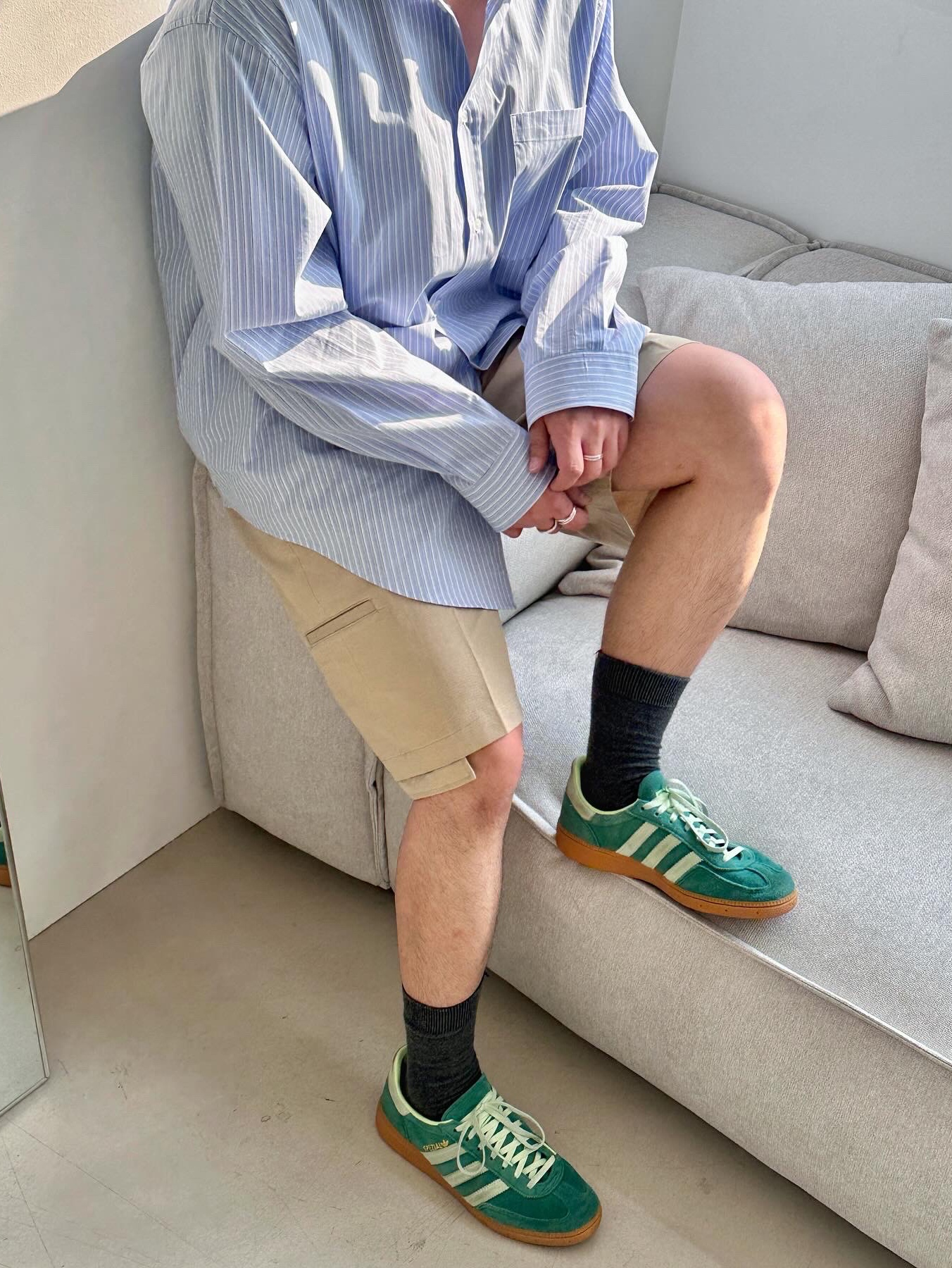 (W) Adidas Spezial Handball Collegiate Green 착용 스타일 - 4