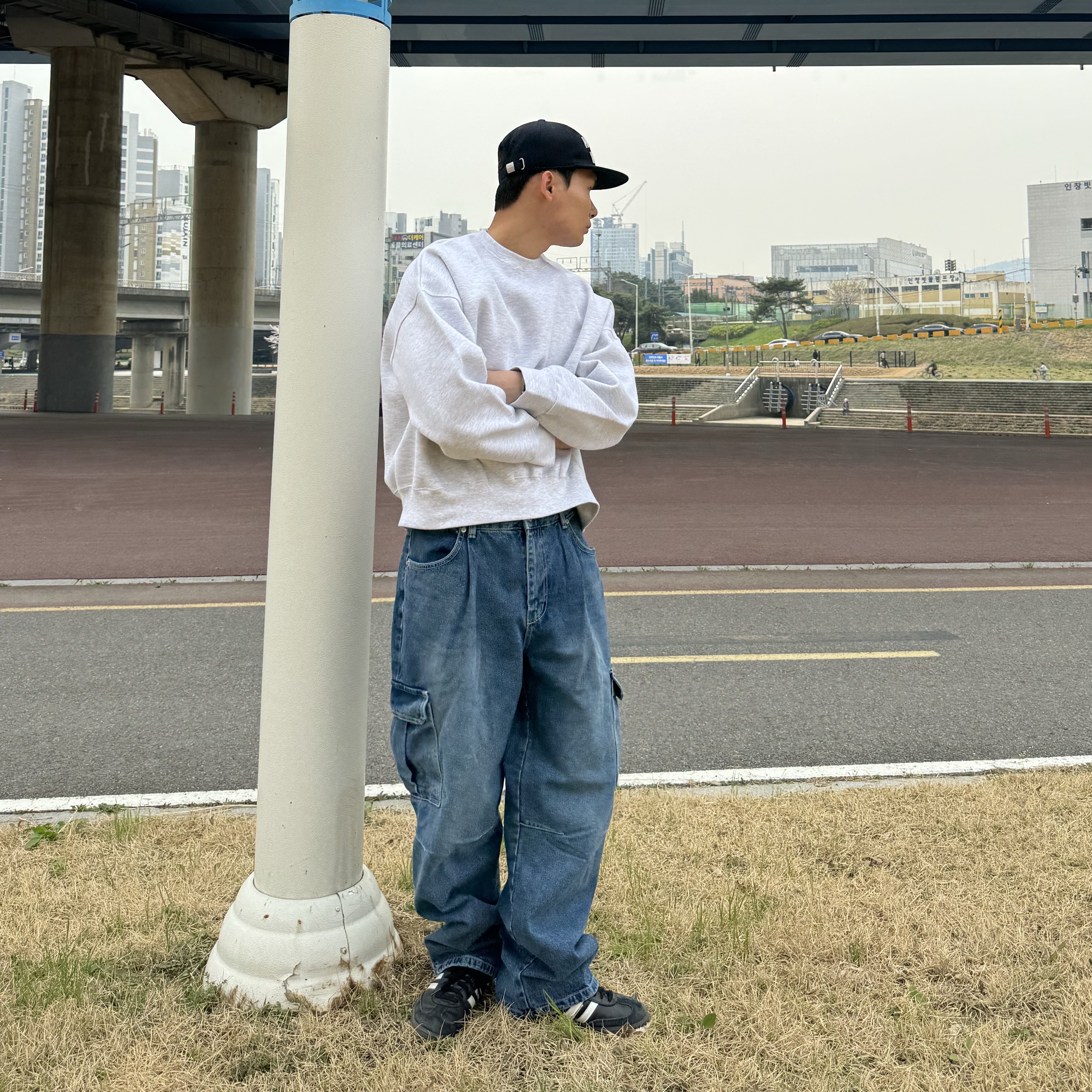Human Made 6-Panel Wool Cap Navy, Adidas Samba OG Black White Gum 착용 스타일 - 1
