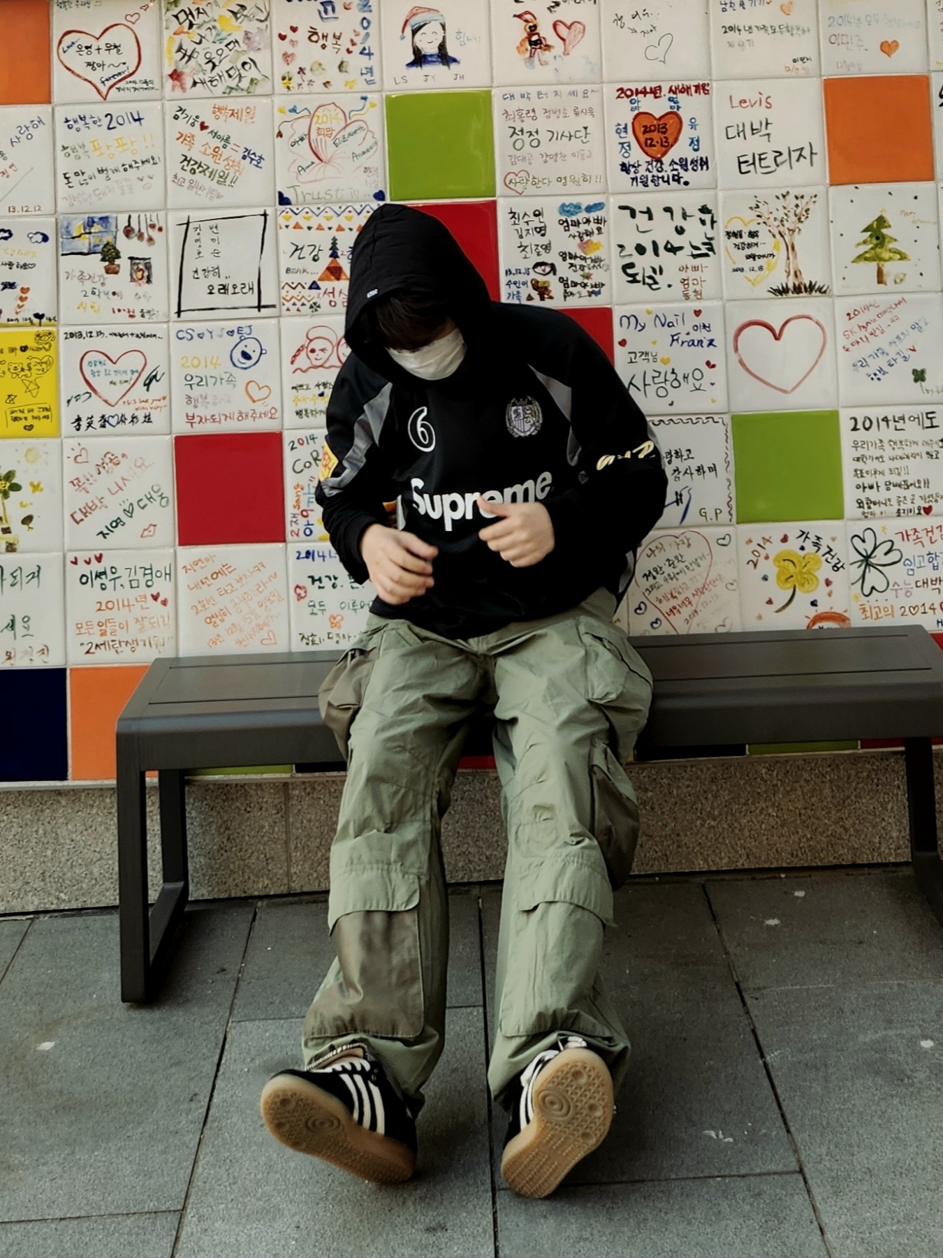 Adidas x Wales Bonner Pony Tonal Samba Core Black Cream White, Supreme Hooded Soccer Jersey Black - 23FW 착용 스타일 - 3
