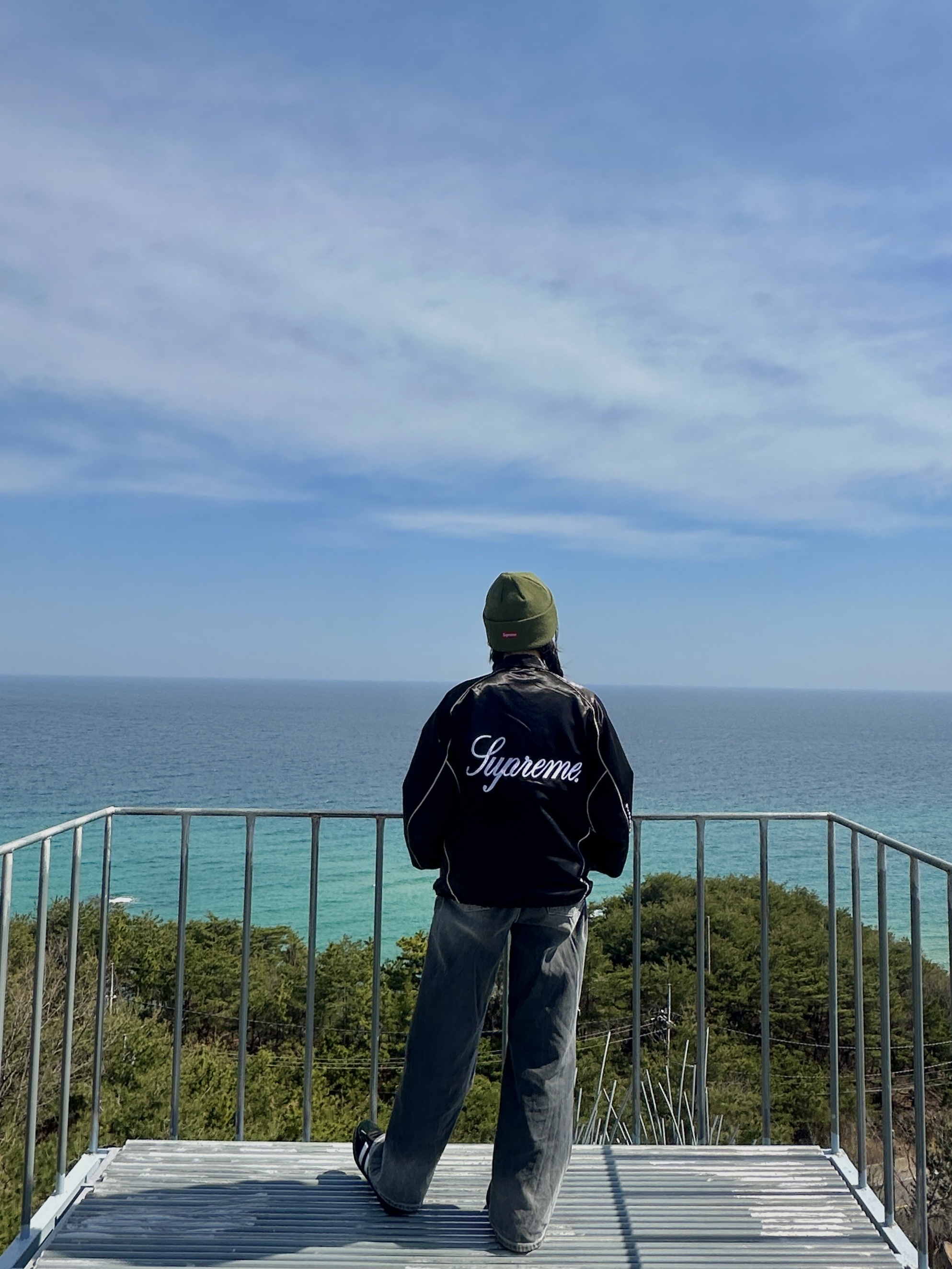 Supreme Satin Hooded Track Jacket Black - 24SS, Supreme New Era S Logo Beanie Olive - 23FW 착용 스타일 - 2
