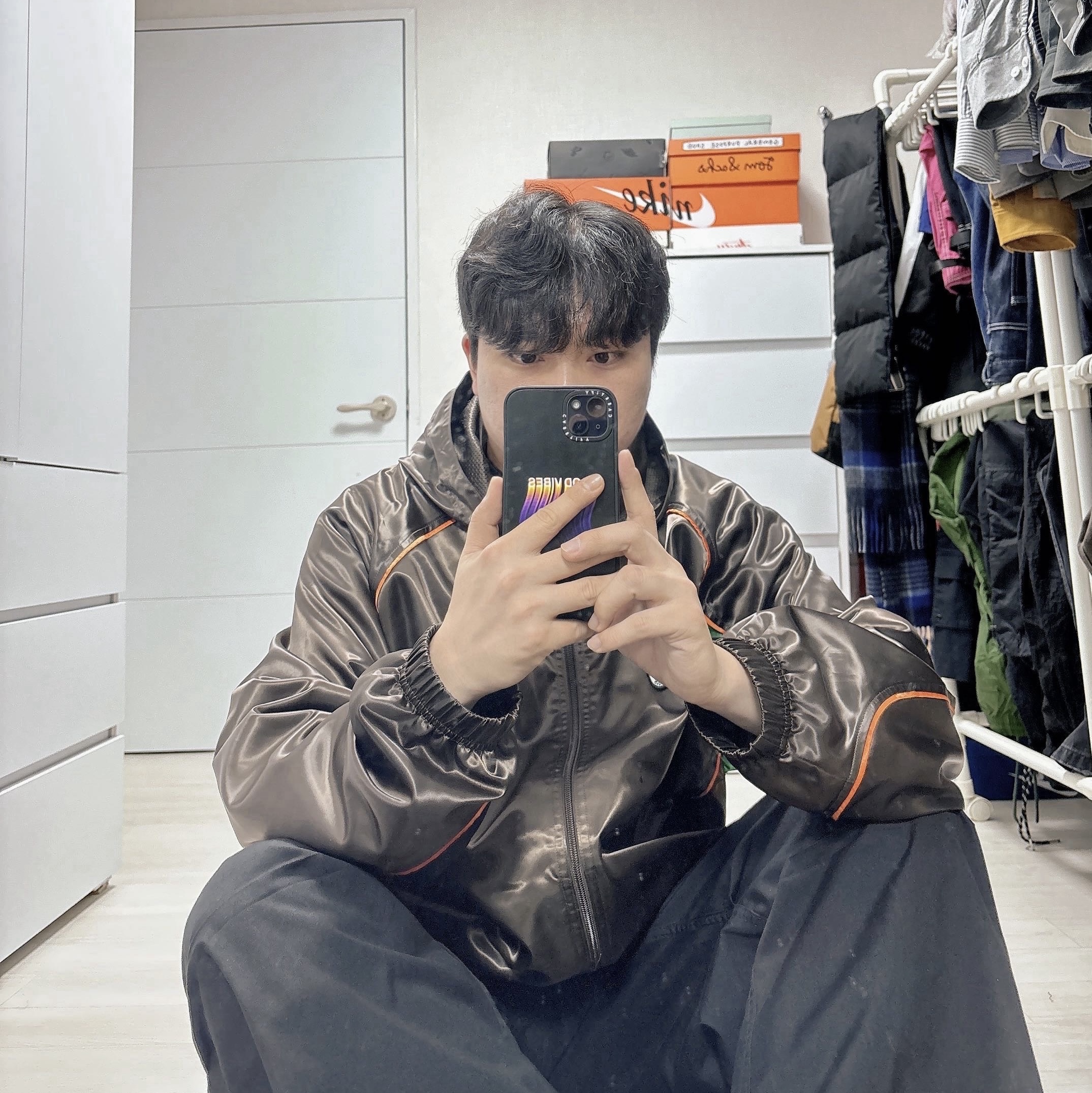 Supreme Satin Hooded Track Jacket Brown - 24SS 착용 스타일 - 2