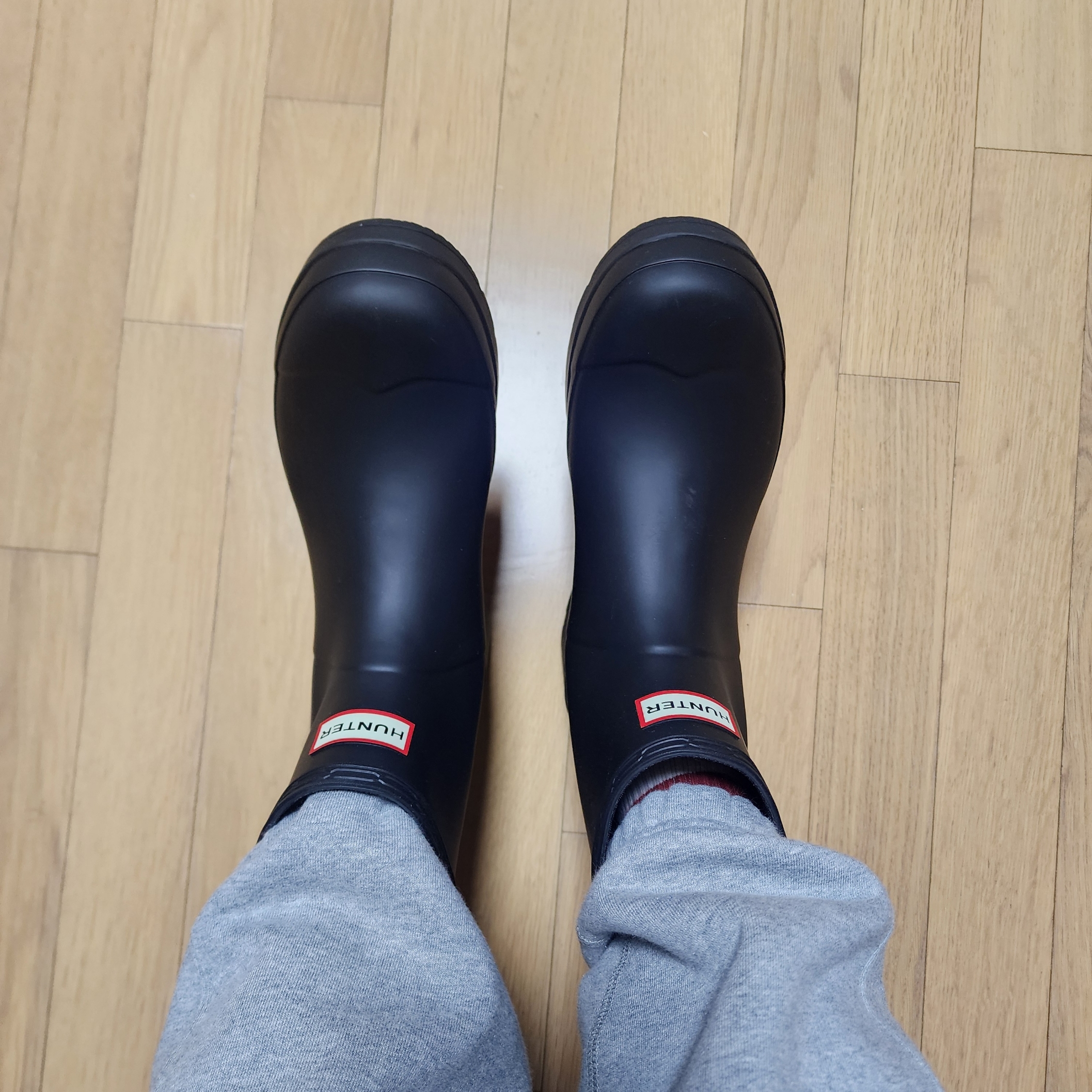 Hunter Play Short Wellington Boots Black 착용 스타일