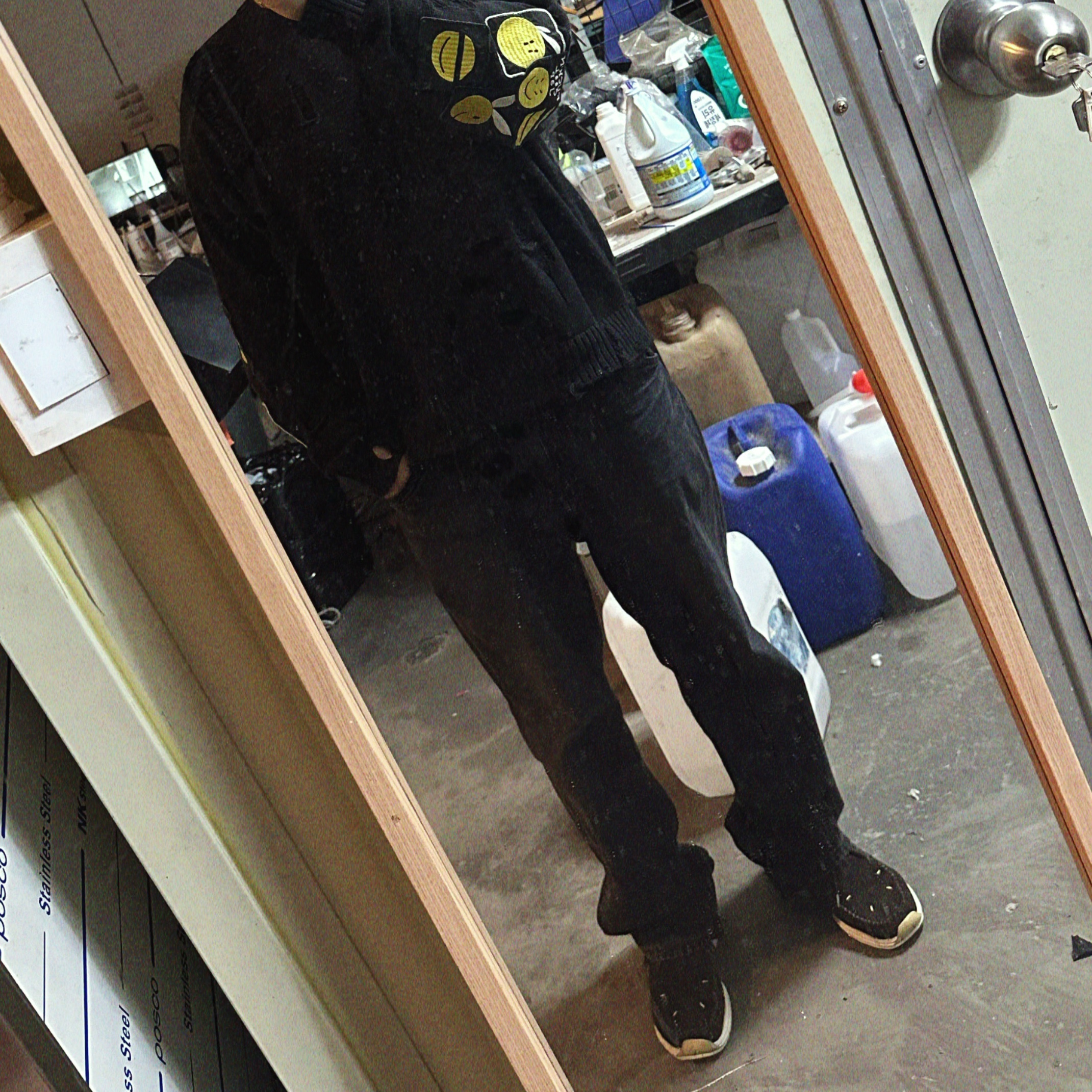 Kapital 5G Cotton Knit Crew Sweater Anarchy Rainbowy Remake Black, Visvim FBT Lhamo Folk Black - 23SS 착용 스타일