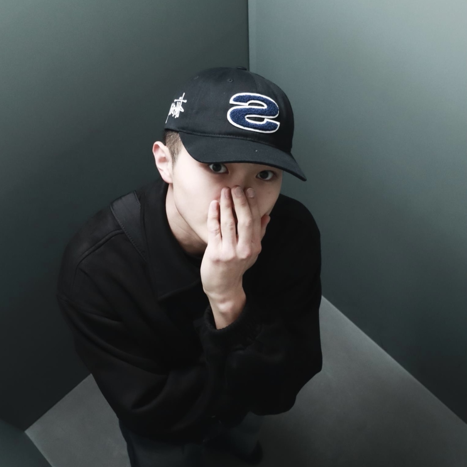 Stussy Chenille S Low Pro Cap Black 착용 스타일 - 3