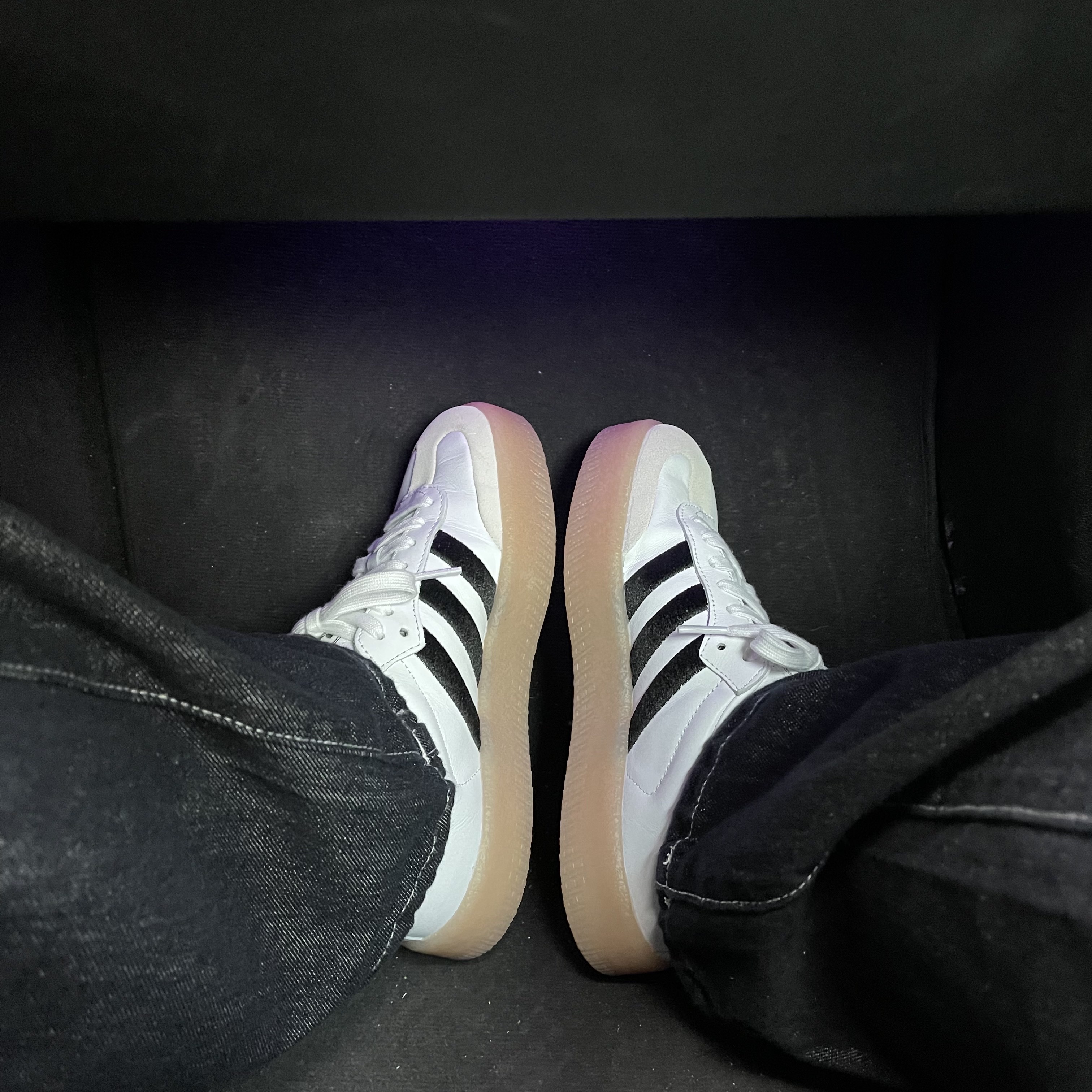 (W) Adidas Sambae White Black 착용 스타일