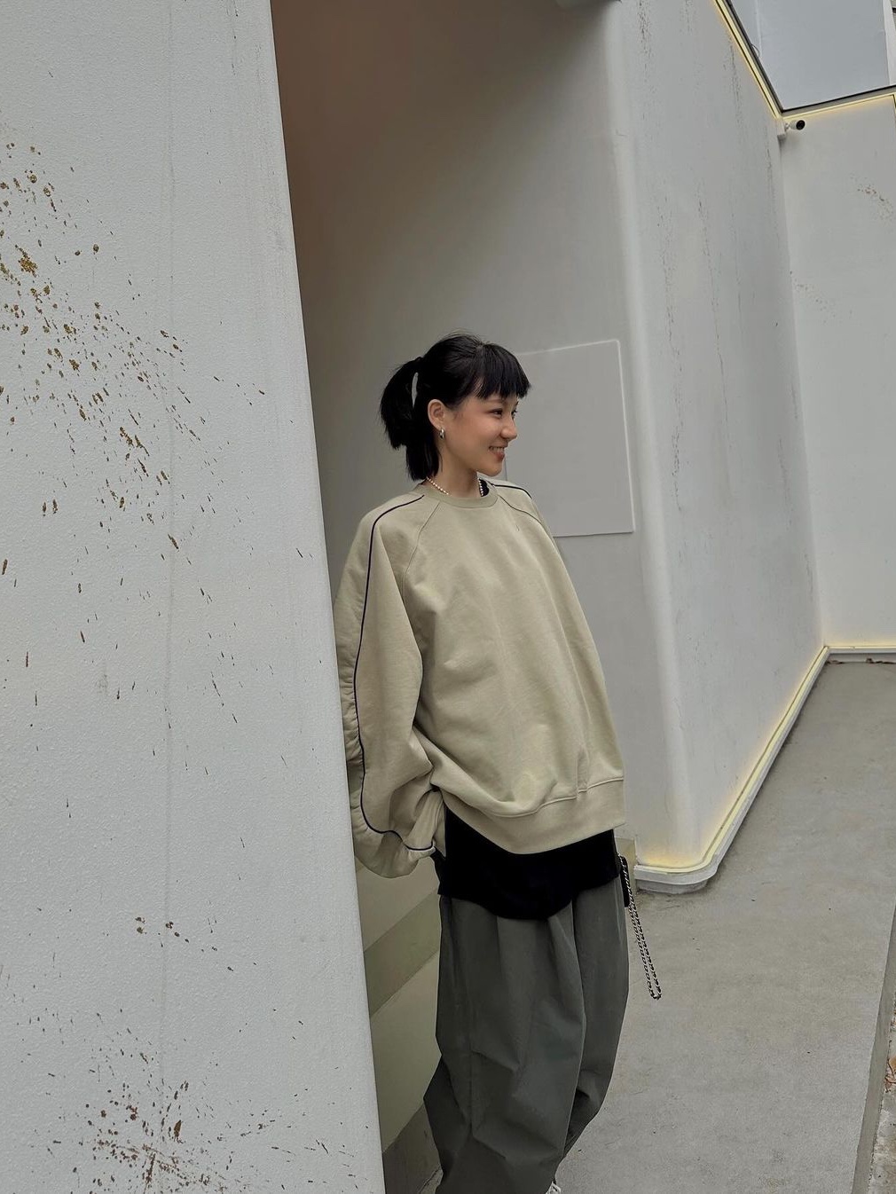 Tightbooth Balloon Pants Olive 착용 스타일 - 4