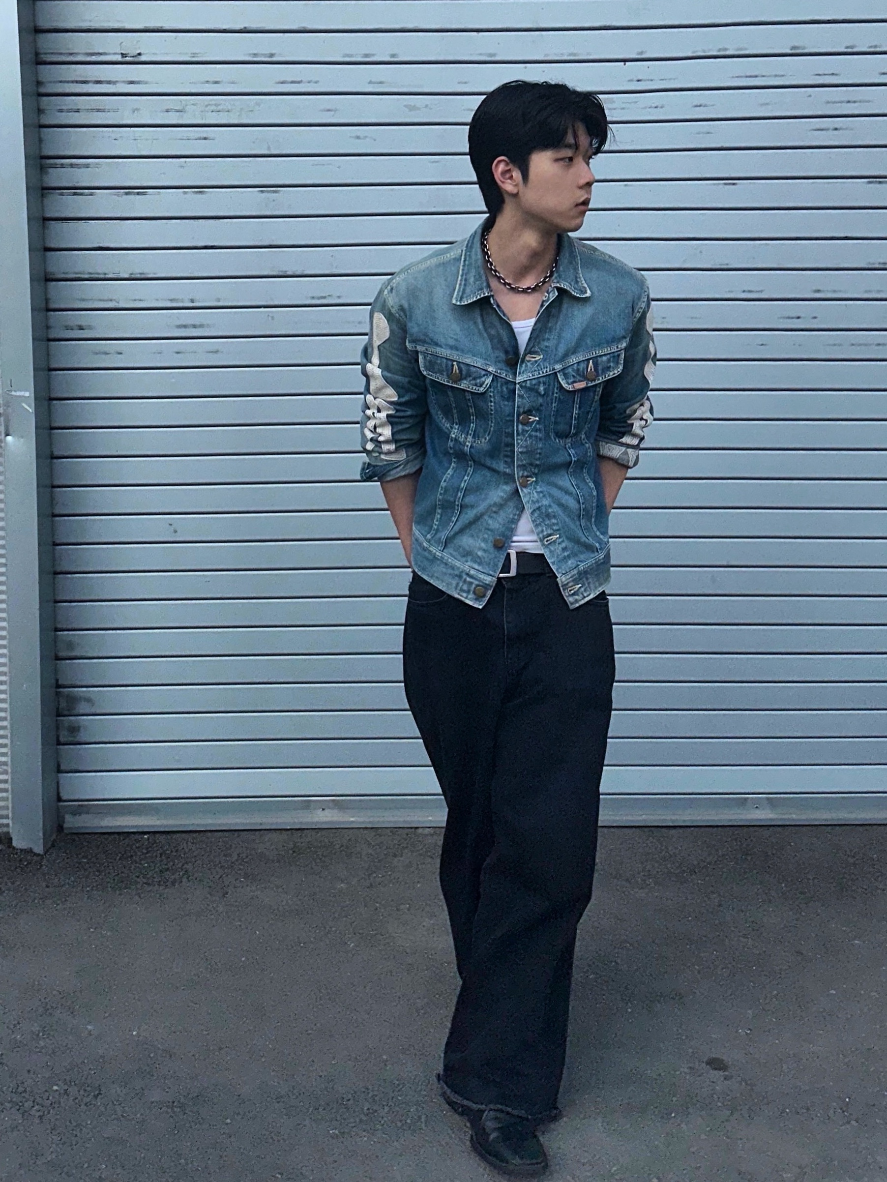 Kapital 11.5 oz. Denim Mexican Tuxedo Westerner Bone Jacket Indigo 착용 스타일 - 1