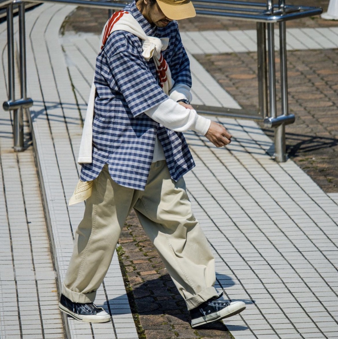 The North Face Purple Label Chino Wide Tapered Field Pants Asphalt Grey 착용 스타일 - 4