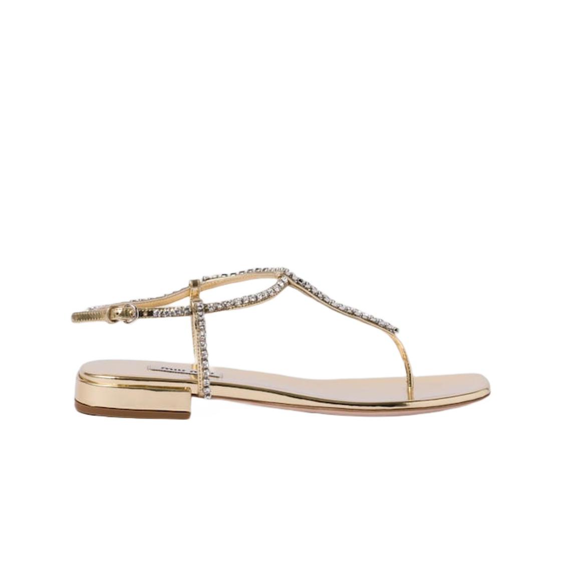 (W) Miu Miu Metallic Leather Thong Sandals Platinum 상세 이미지 1