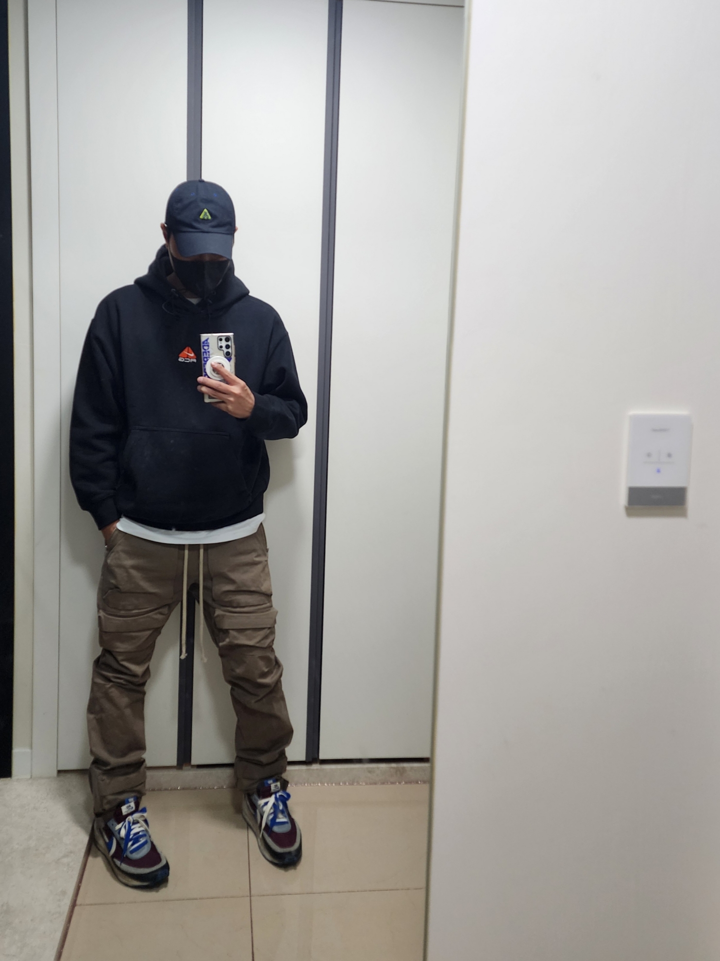 Nike ACG Therma-Fit Pullover Fleece Hoodie Black - Asia, Nike ACG Heritage 86 Cap Black 착용 스타일 - 2