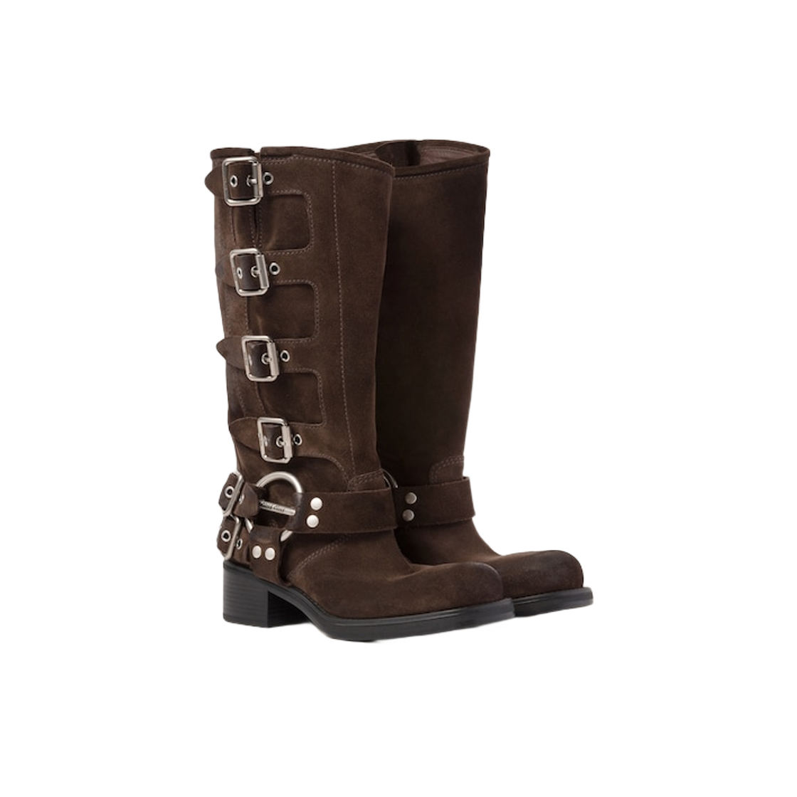 (W) 미우 미우 스웨이드 부츠 다크 브라운((W) Miu Miu Suede Boots Dark Brown) - 2