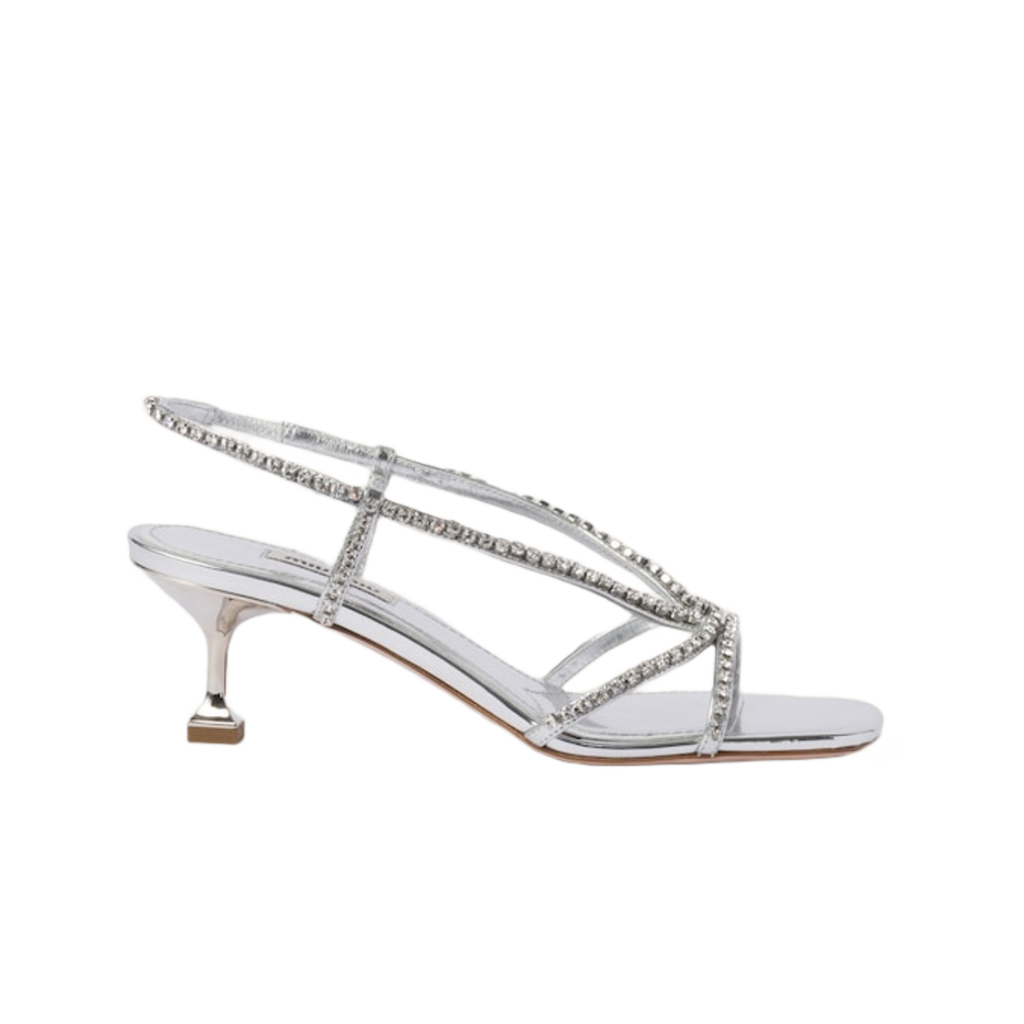 (W) Miu Miu Metallic Leather Sandals Silver 상세 이미지 1