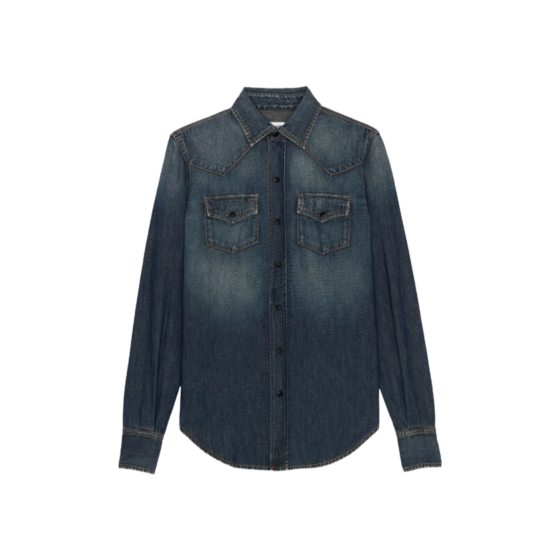 (W) Saint Laurent Western Shirt In Deep Vintage Blue Denim Deep Vintage Blue 상세 이미지 1