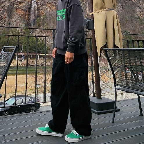 Vans Authentic 44 DX Anaheim Factory Emerald Green, Opening Project Identity Hoodie Charcoal 착용 스타일