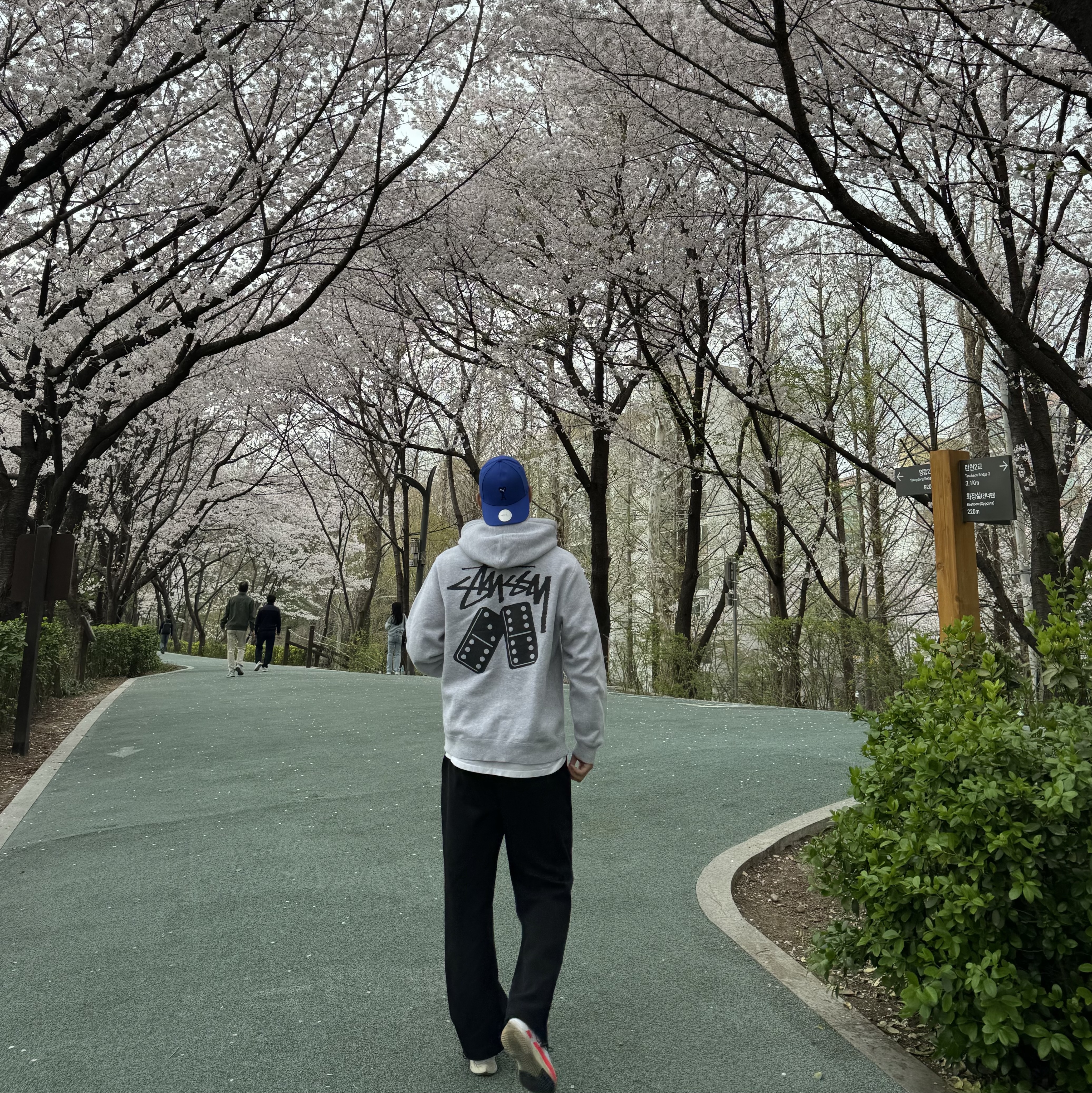 Puma x AMI Low Curve Cap Dazzling Blue, Stussy Pair of Dice Hood Ash Heather 착용 스타일