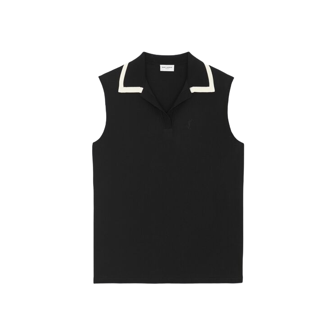 (W) Saint Laurent Cassandre Polo Shirt Noir Craie 상세 이미지 1