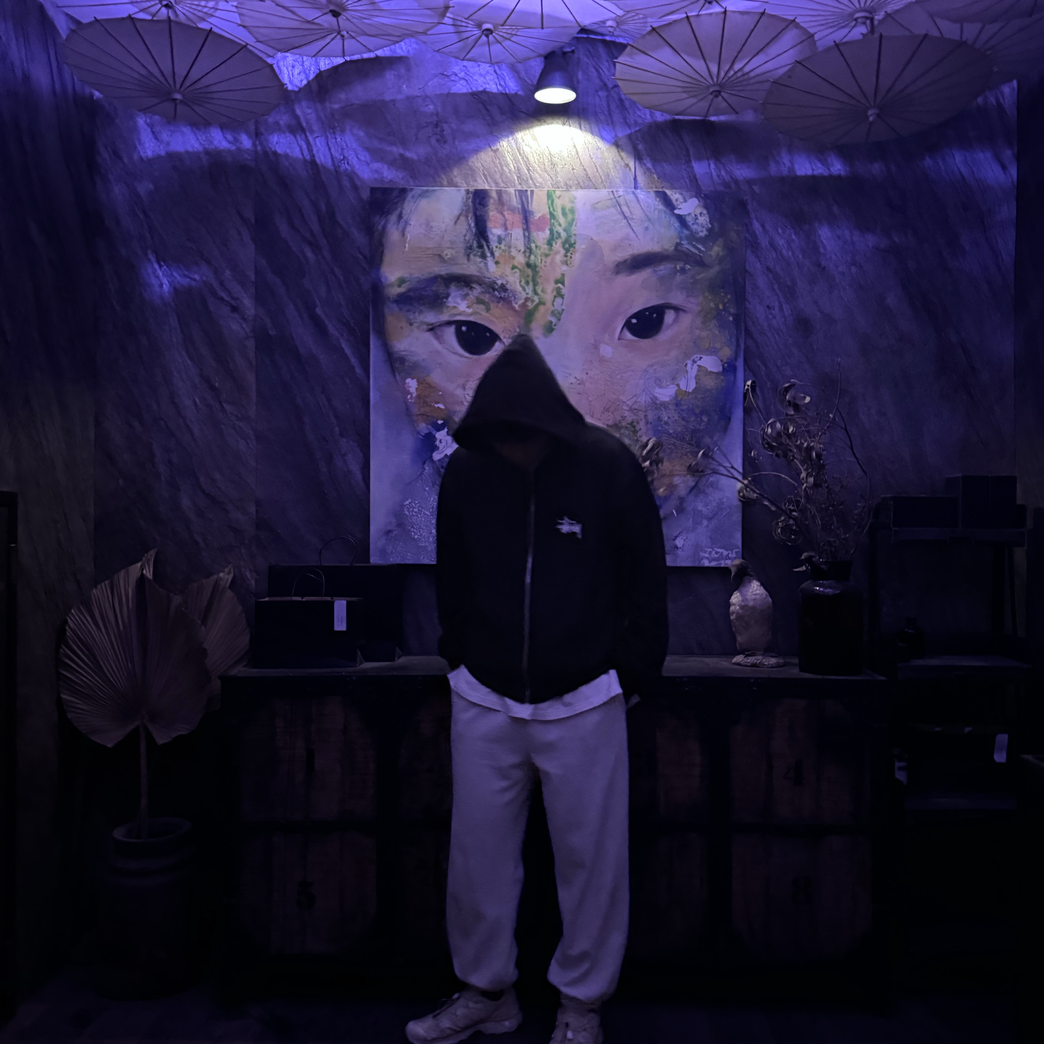 Stussy Basic Stussy Zip Hoodie Black 2023, Needles Straight Track Pants Poly Smooth Dark Purple 착용 스타일 - 2
