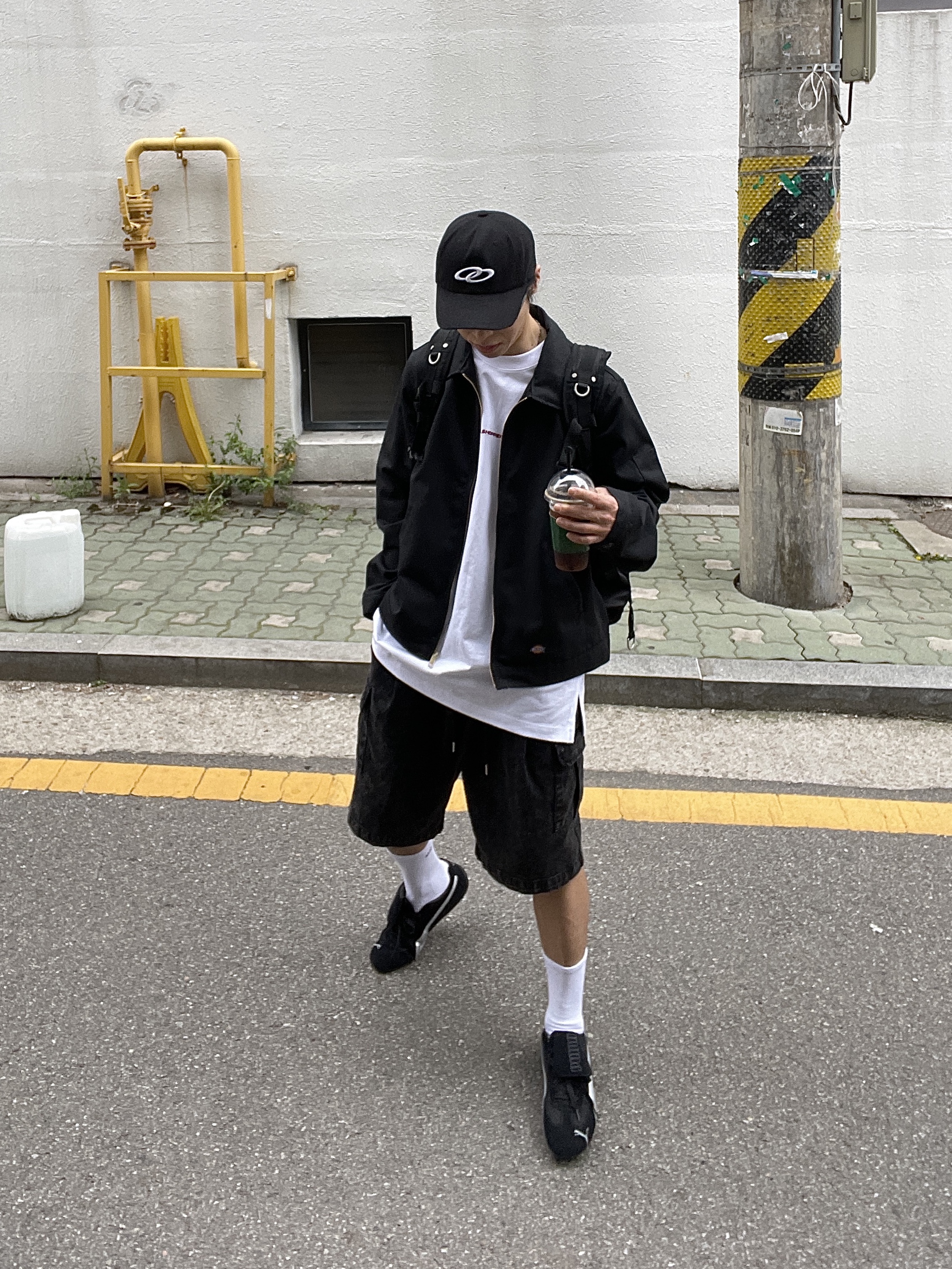 Puma x Open Yy Speedcat Black Shadow Gray, Dickies Unlined Eisenhower Jacket Regular Black 착용 스타일 - 7