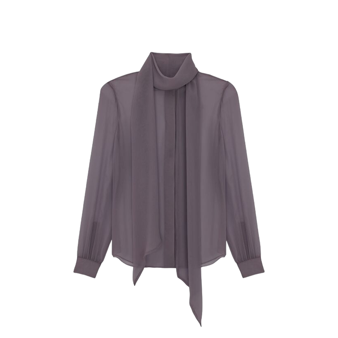 (W) Saint Laurent Blouse In Silk Muslin Crepe Amethyste Fume 상세 이미지 3