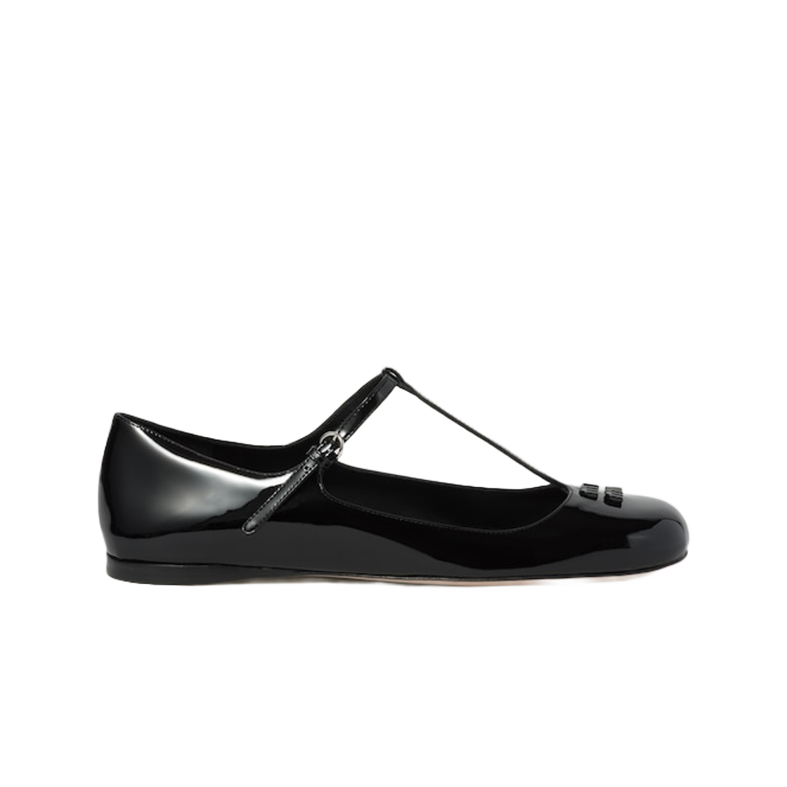 (W) 미우 미우 페이턴트 레더 발레리나 블랙((W) Miu Miu Patent Leather Ballerinas Black)