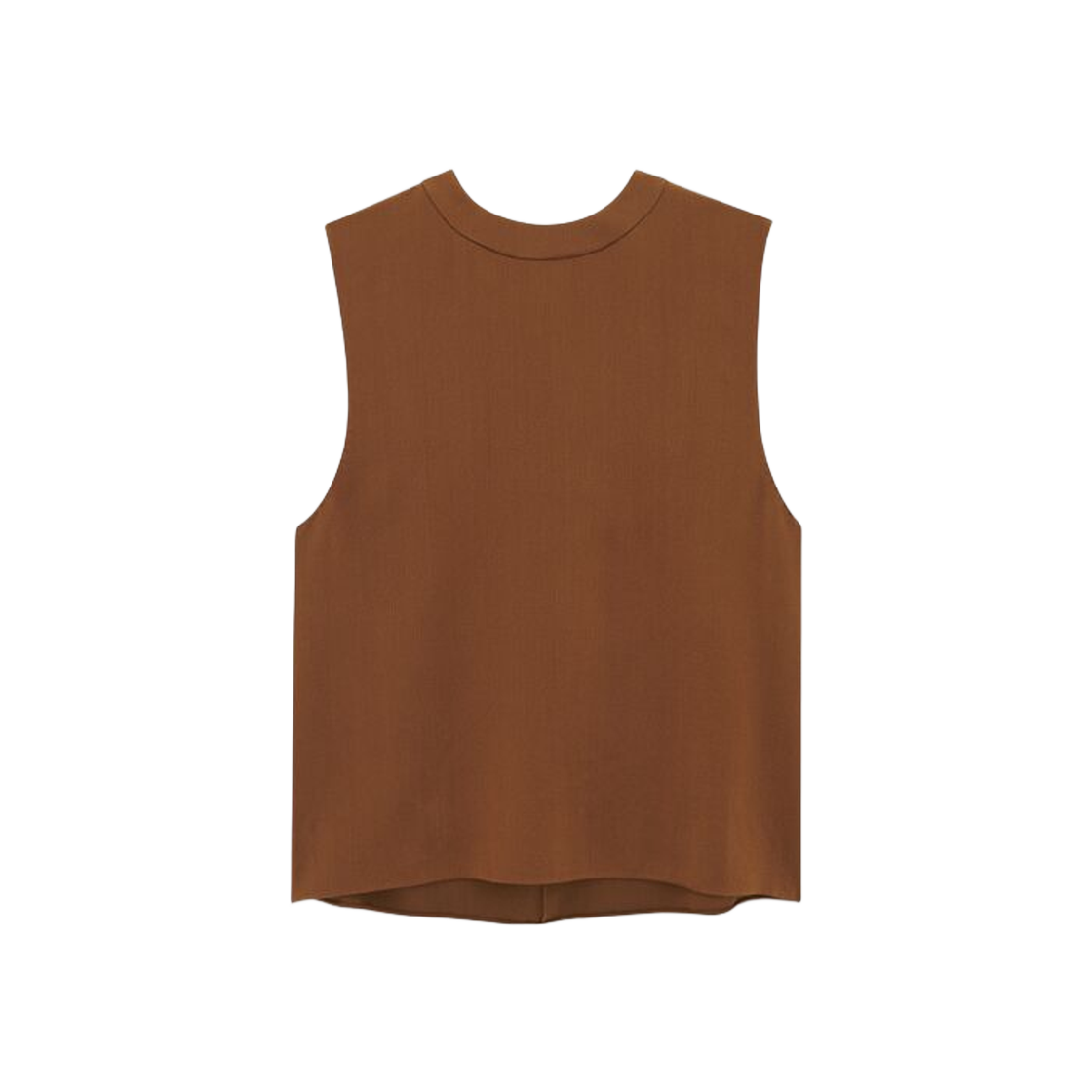 (W) Saint Laurent Tank Top In Silk Satin Crepe Brun Chene 상세 이미지 1