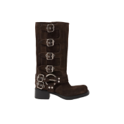 (W) Miu Miu Suede Boots Dark Brown