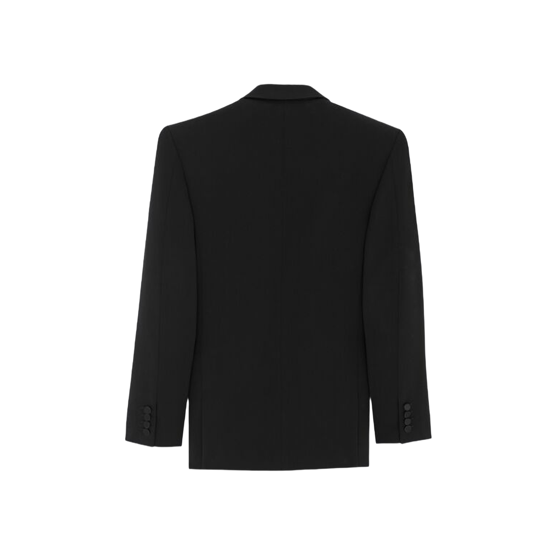 (W) Saint Laurent Oversized Tuxedo Jacket In Grain De Poudre Black 상세 이미지 3