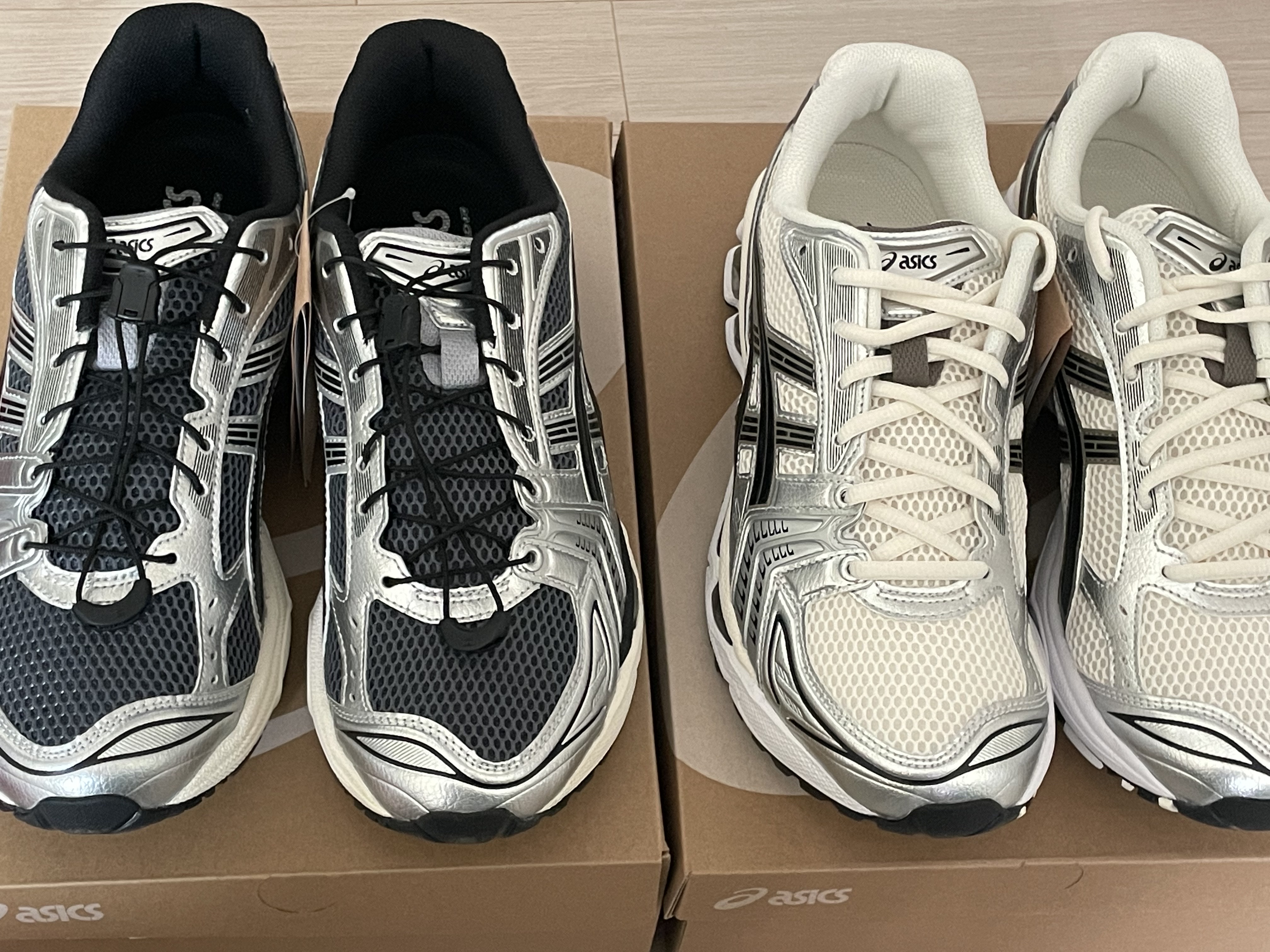 Asics Unlimited Gel-Kayano 14 Carrier Grey Black, Asics Gel-Kayano 14 Cream Black 착용 스타일 - 2