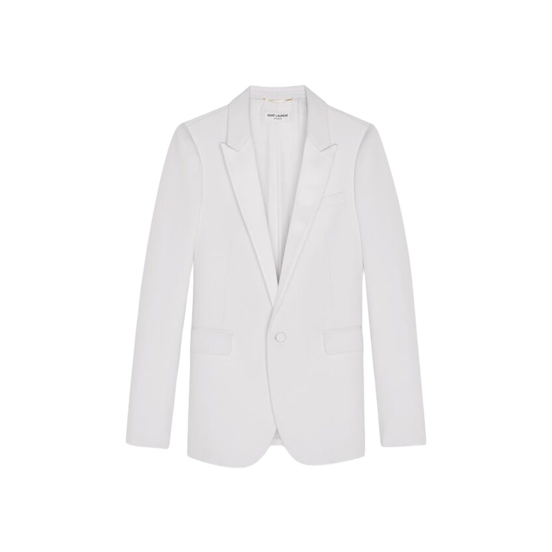 (W) Saint Laurent Tuxedo Jacket In Grain De Poudre White 상세 이미지 1