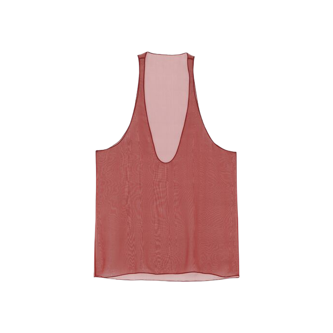 (W) Saint Laurent Sheer Tank Top In Silk Muslin Rouge 상세 이미지 2